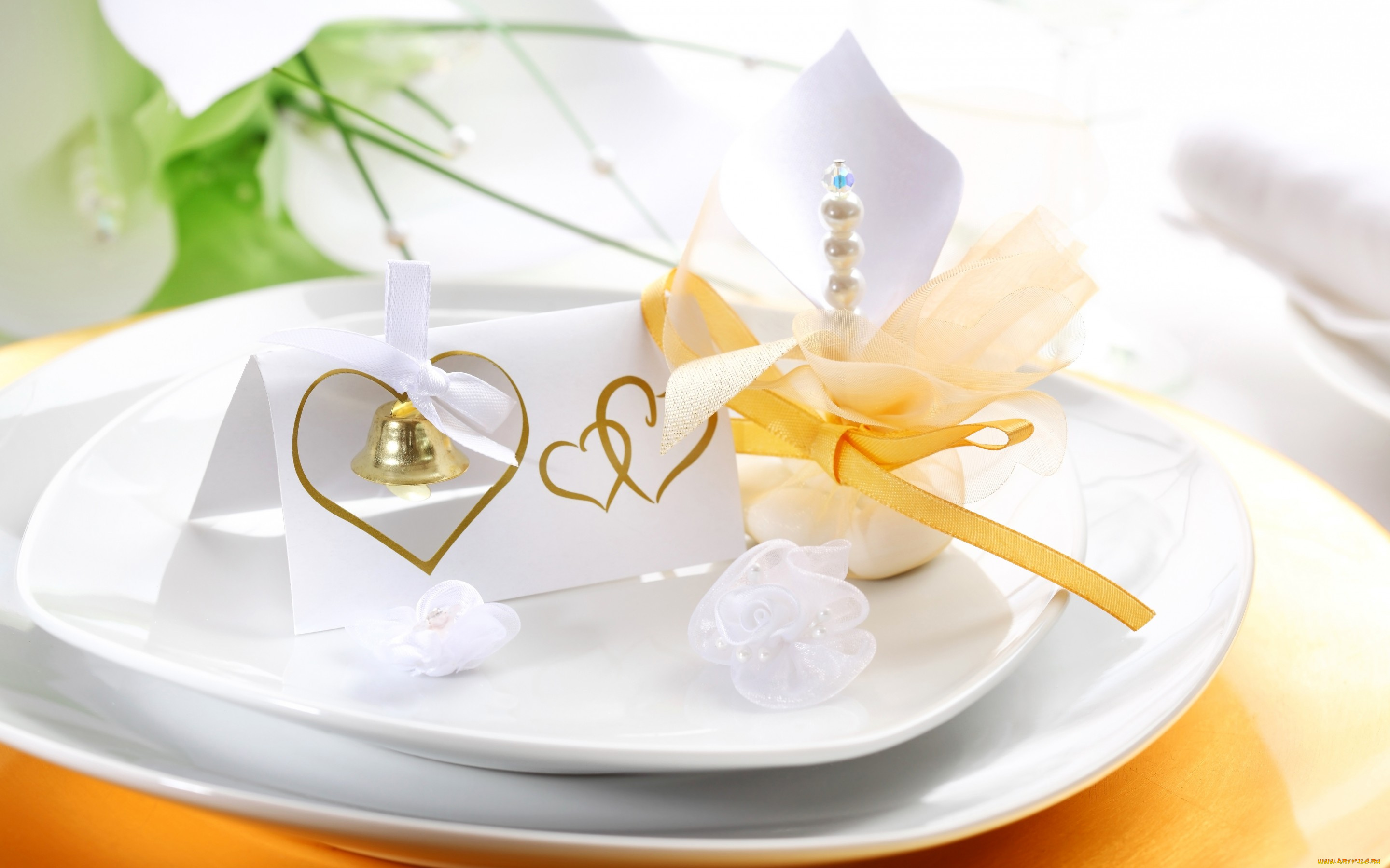 праздничные, сервировка, heart, bell, сердце, колокольчик