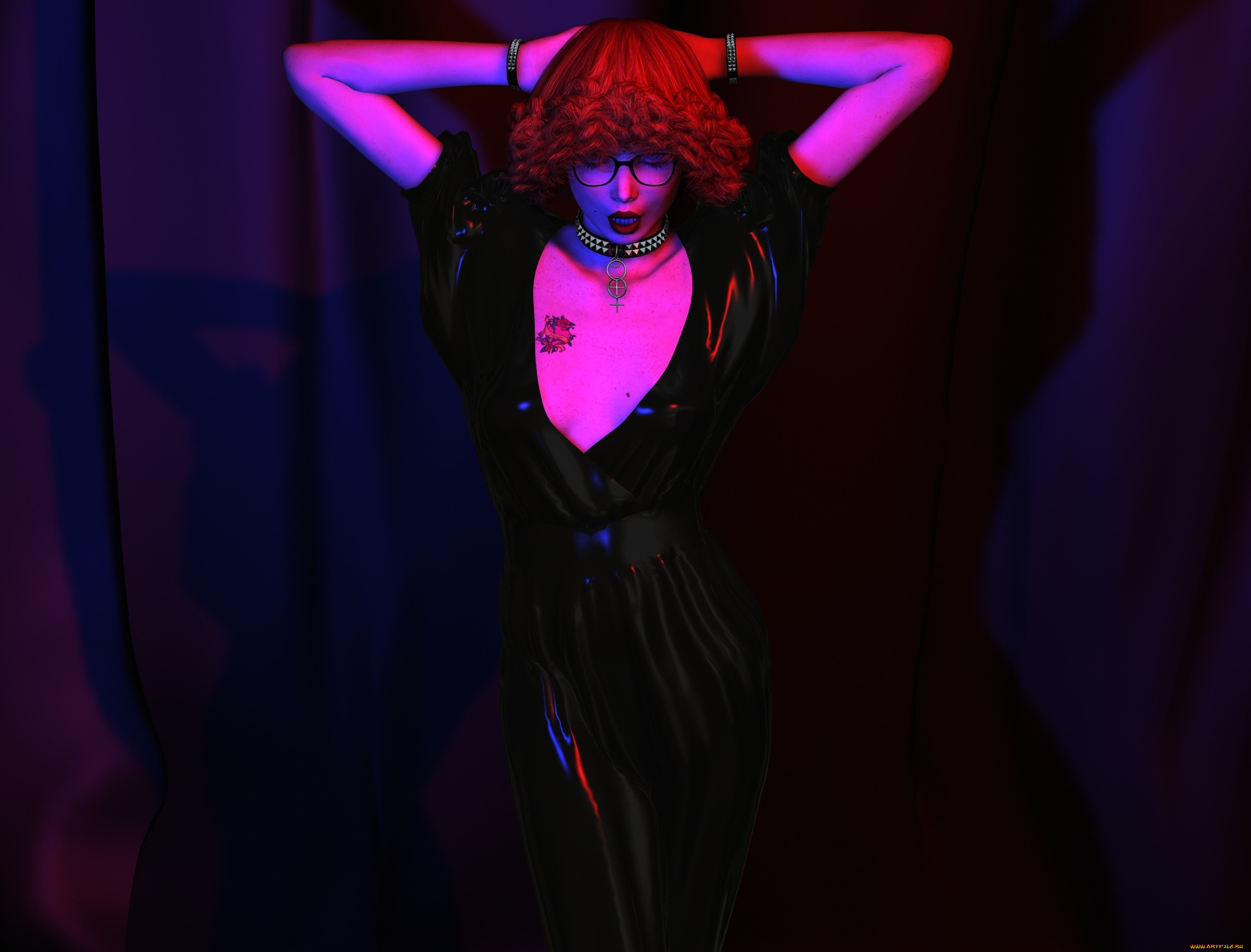 3д, графика, люди, , people, девушка, взгляд, фон, тату