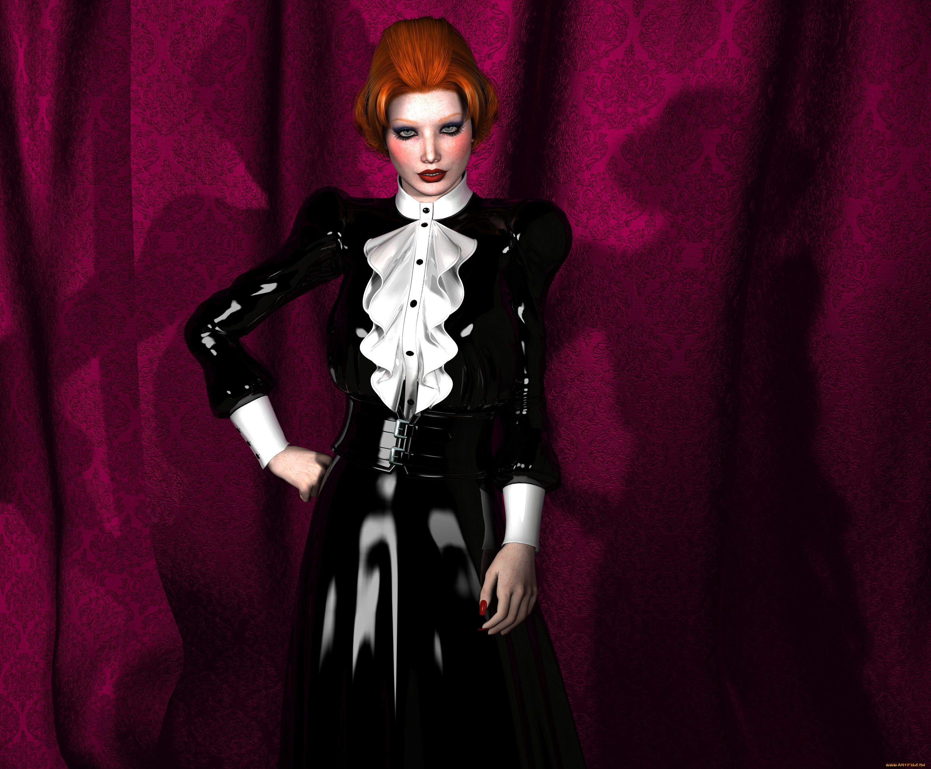 3д, графика, люди, , people, девушка, взгляд, фон, рыжая