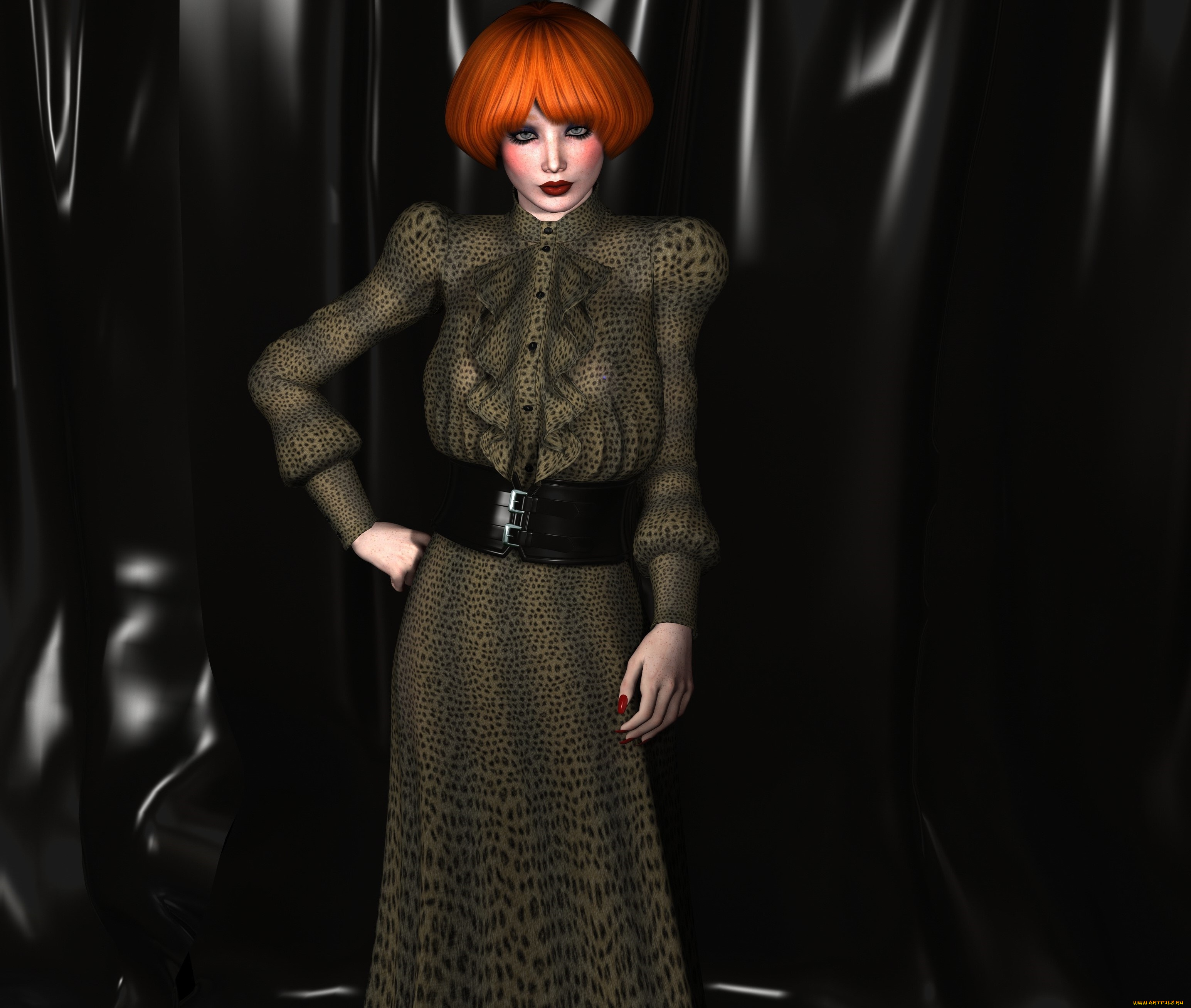 3д, графика, люди, , people, девушка, взгляд, фон, рыжая