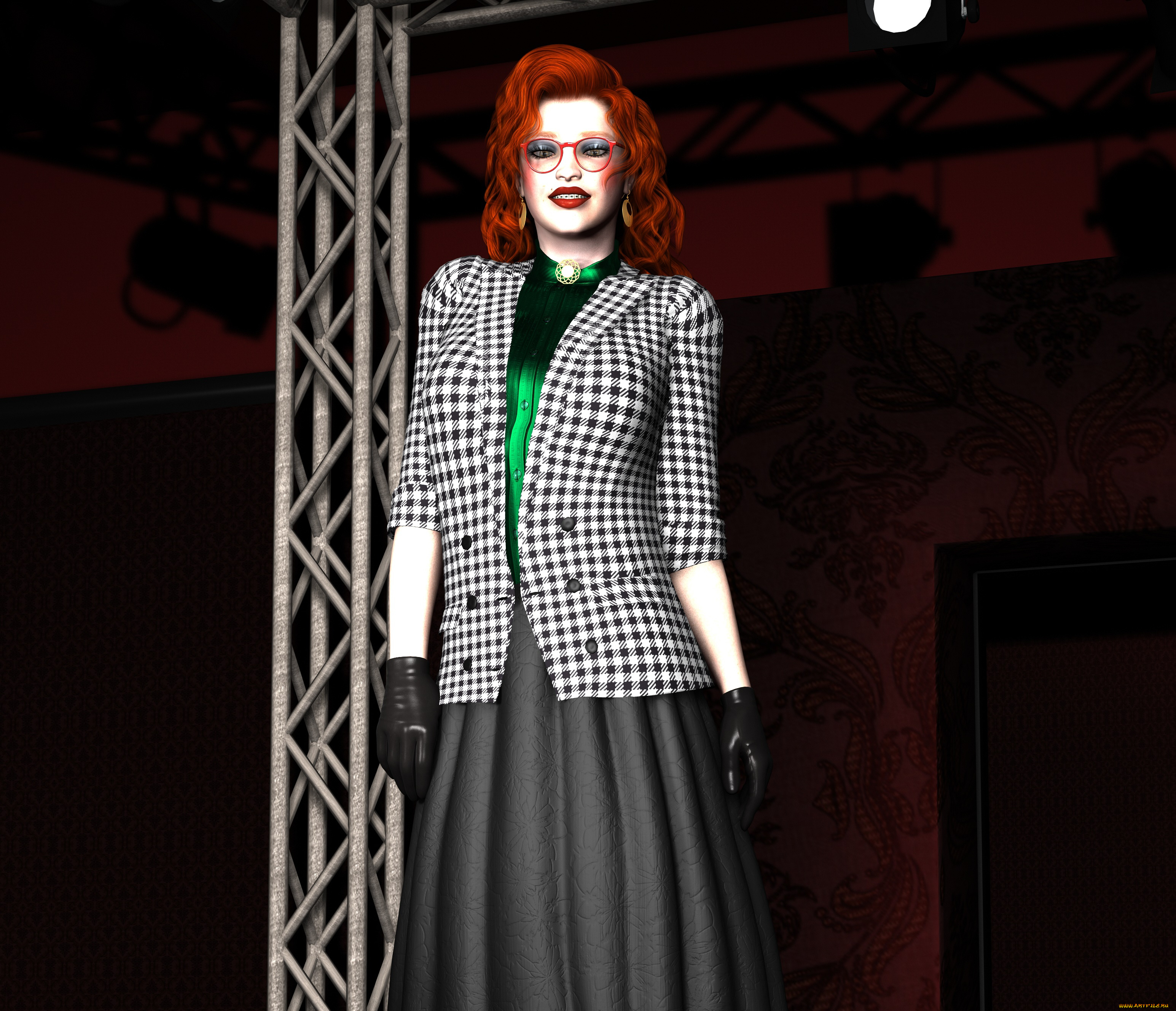 3д, графика, люди, , people, девушка, взгляд, фон, рыжая