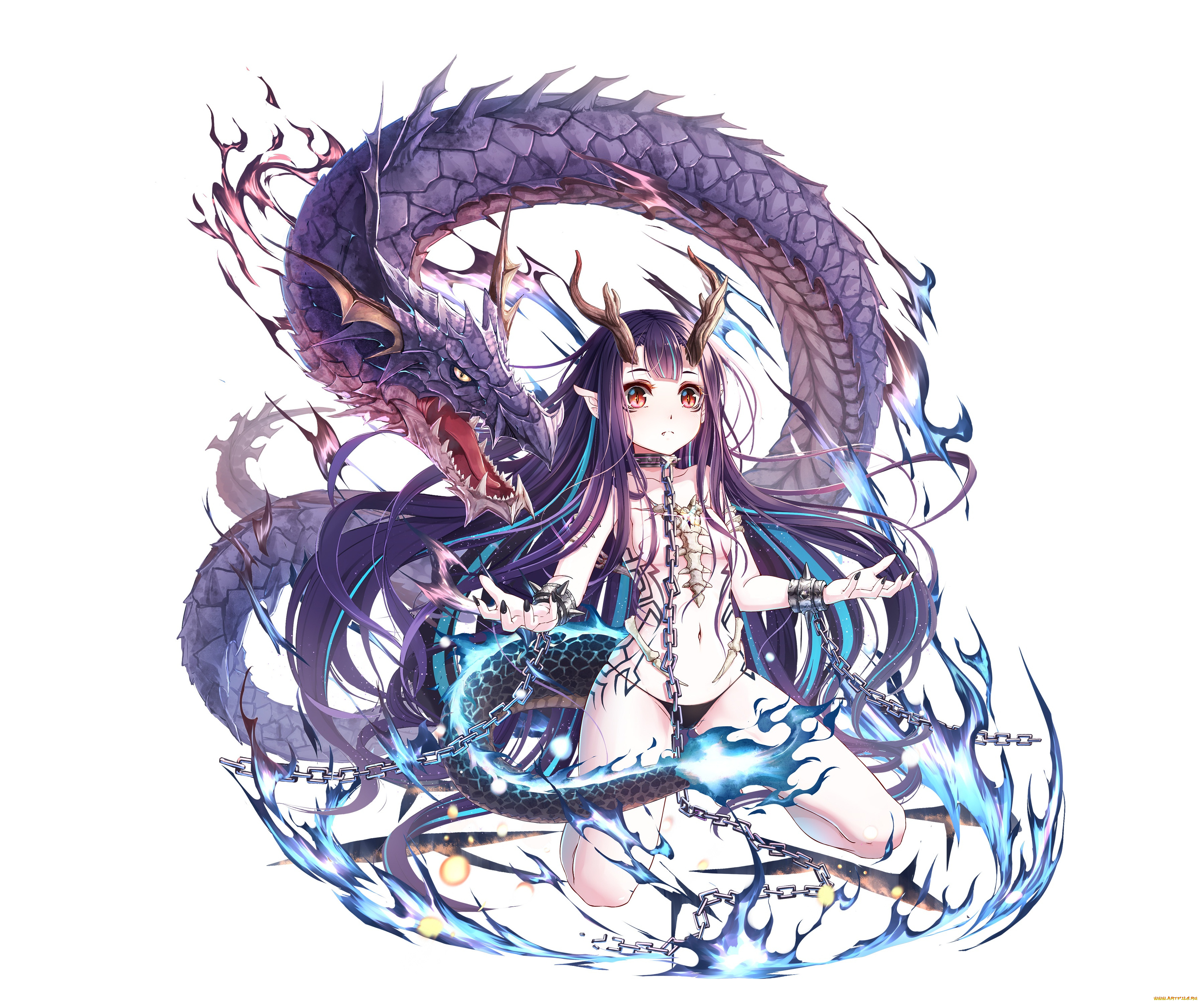 аниме, животные, , существа, девочка, дракон, арт