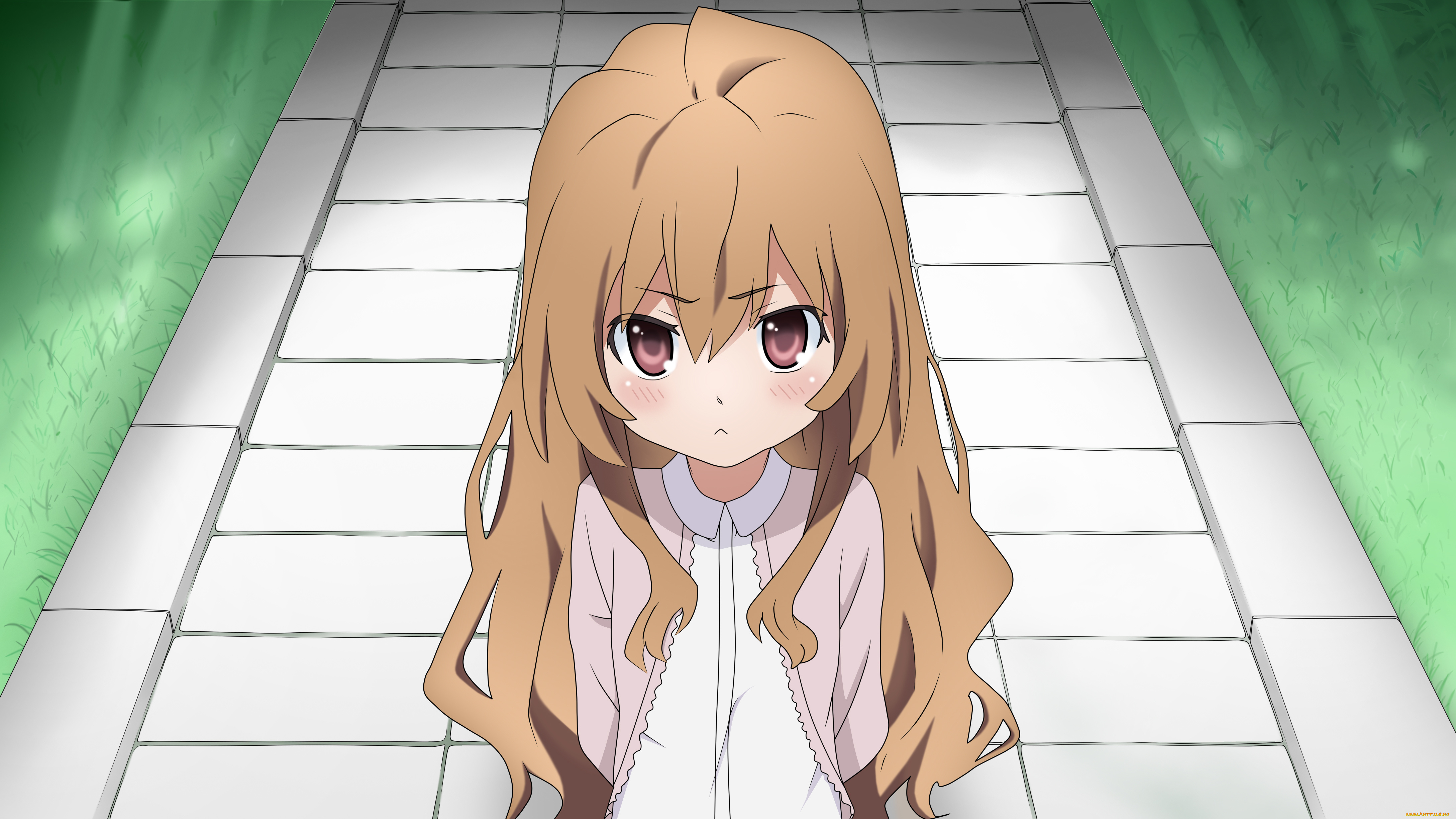 toradora, аниме, девушка, фон, взгляд