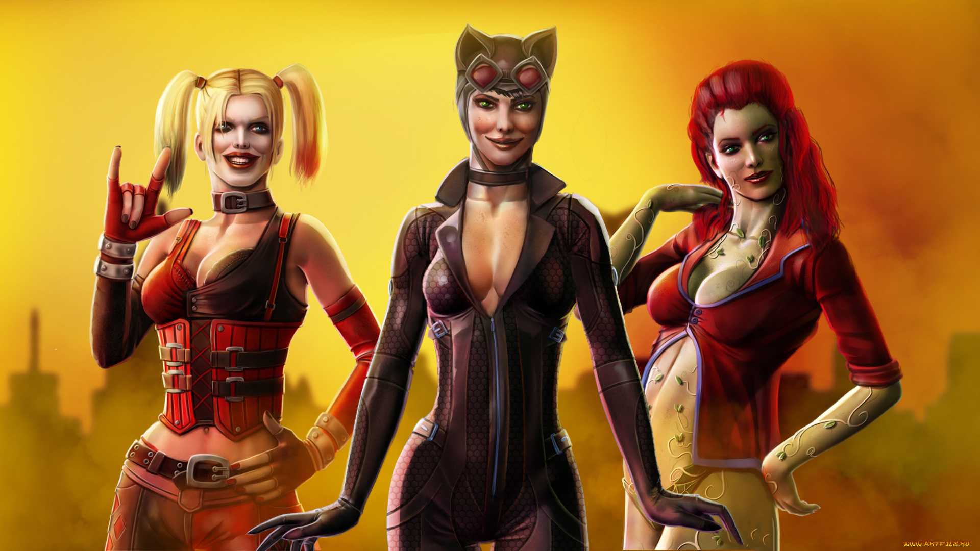 рисованное, комиксы, девушки, фон, взгляд, улыбка, униформа