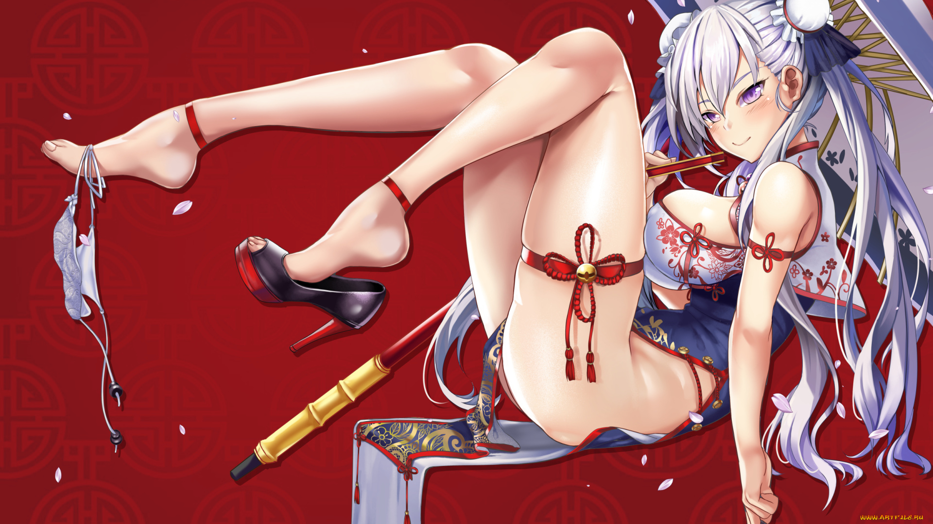 аниме, azur, lane, девушка, взгляд, фон, грудь