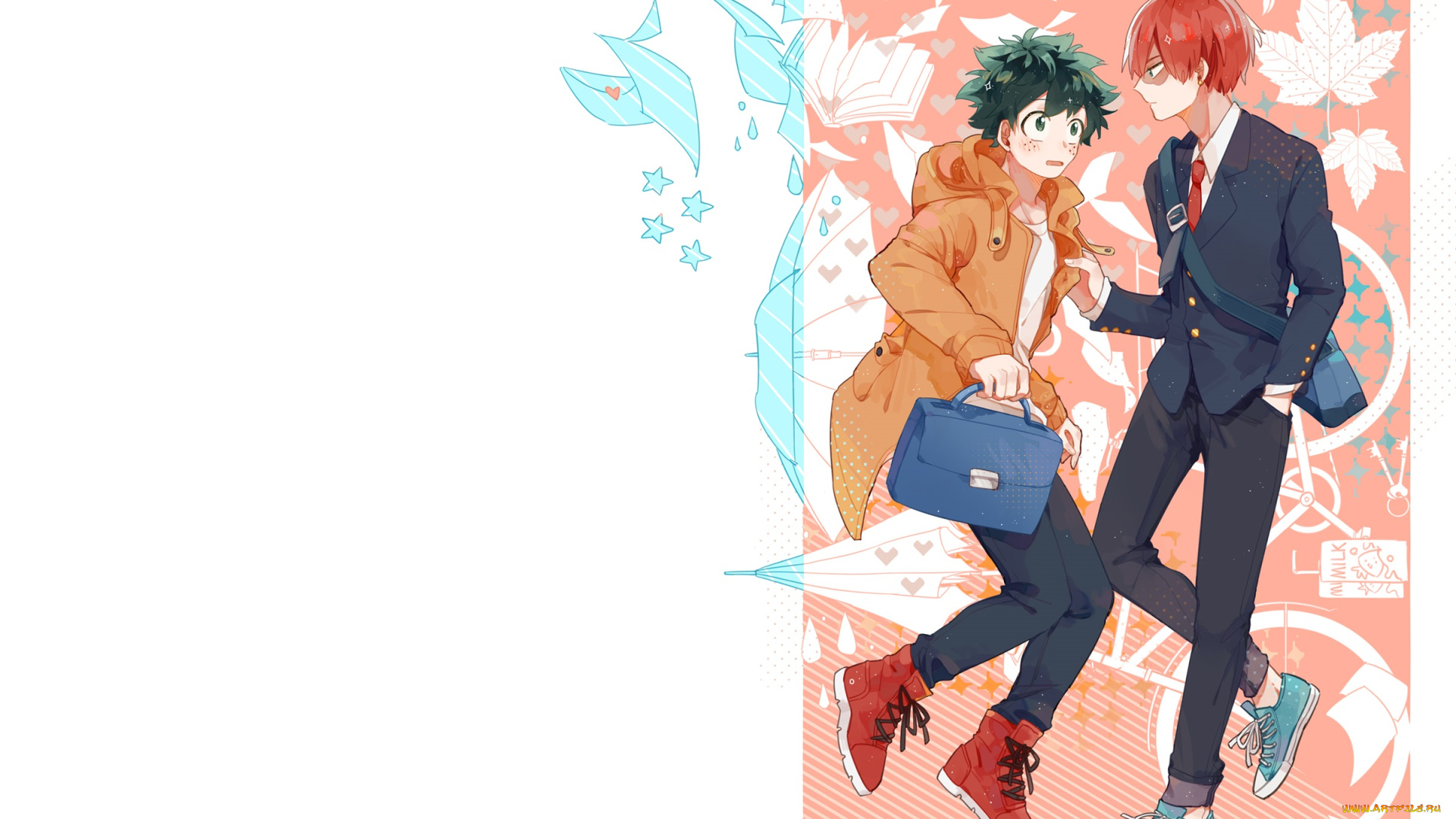 аниме, boku, no, hero, academia, amarouhi, boku, no, hero, academia, midoriya, izuku, todoroki, shouto