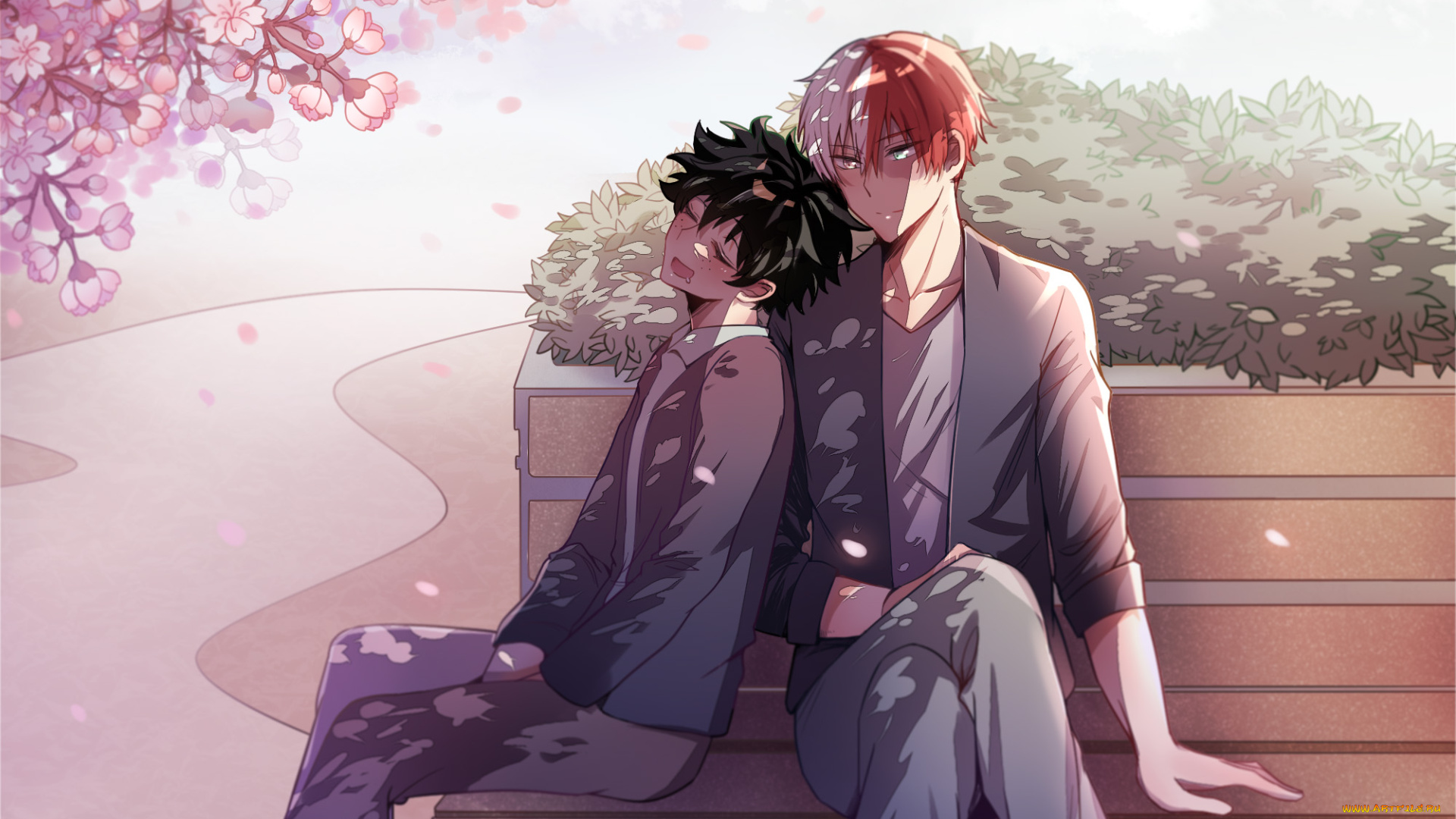 аниме, boku, no, hero, academia, todoroki, shouto, midoriya, izuku, boku, no, hero, academia, my, tododeku, fanart, pixiv, from