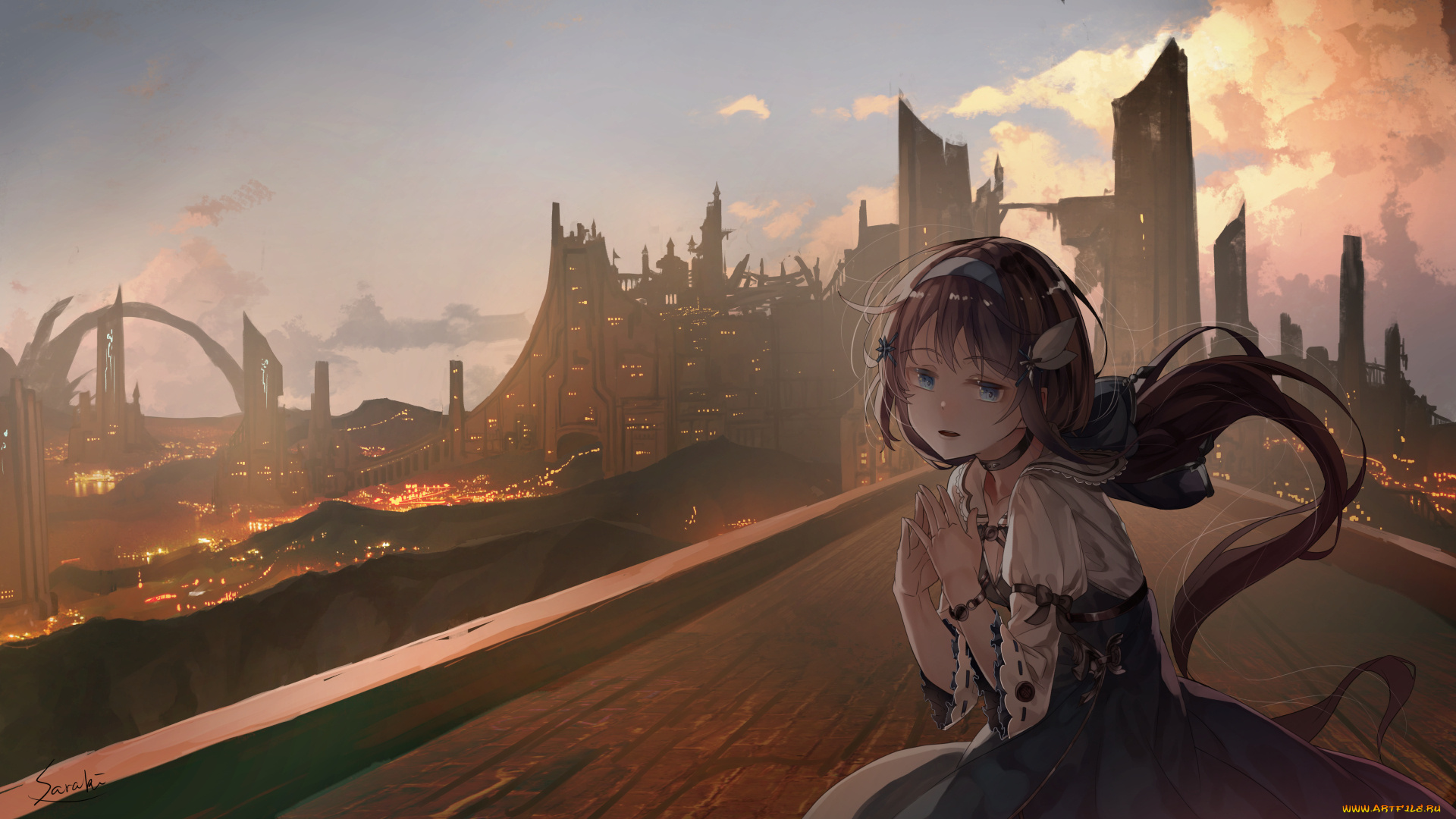 аниме, город, , улицы, , интерьер, , здания, фон, взгляд, девушка