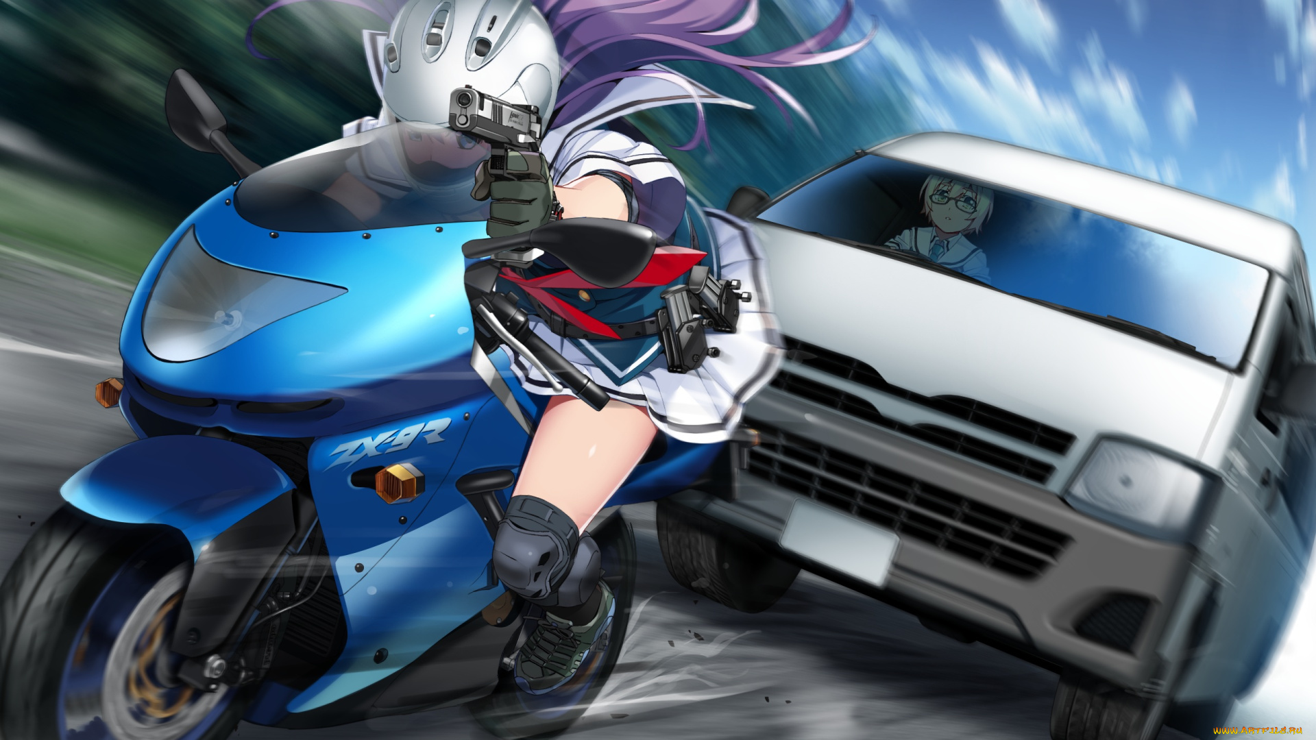 аниме, grisaia, no, kajitsu, девушка, взгляд, фон