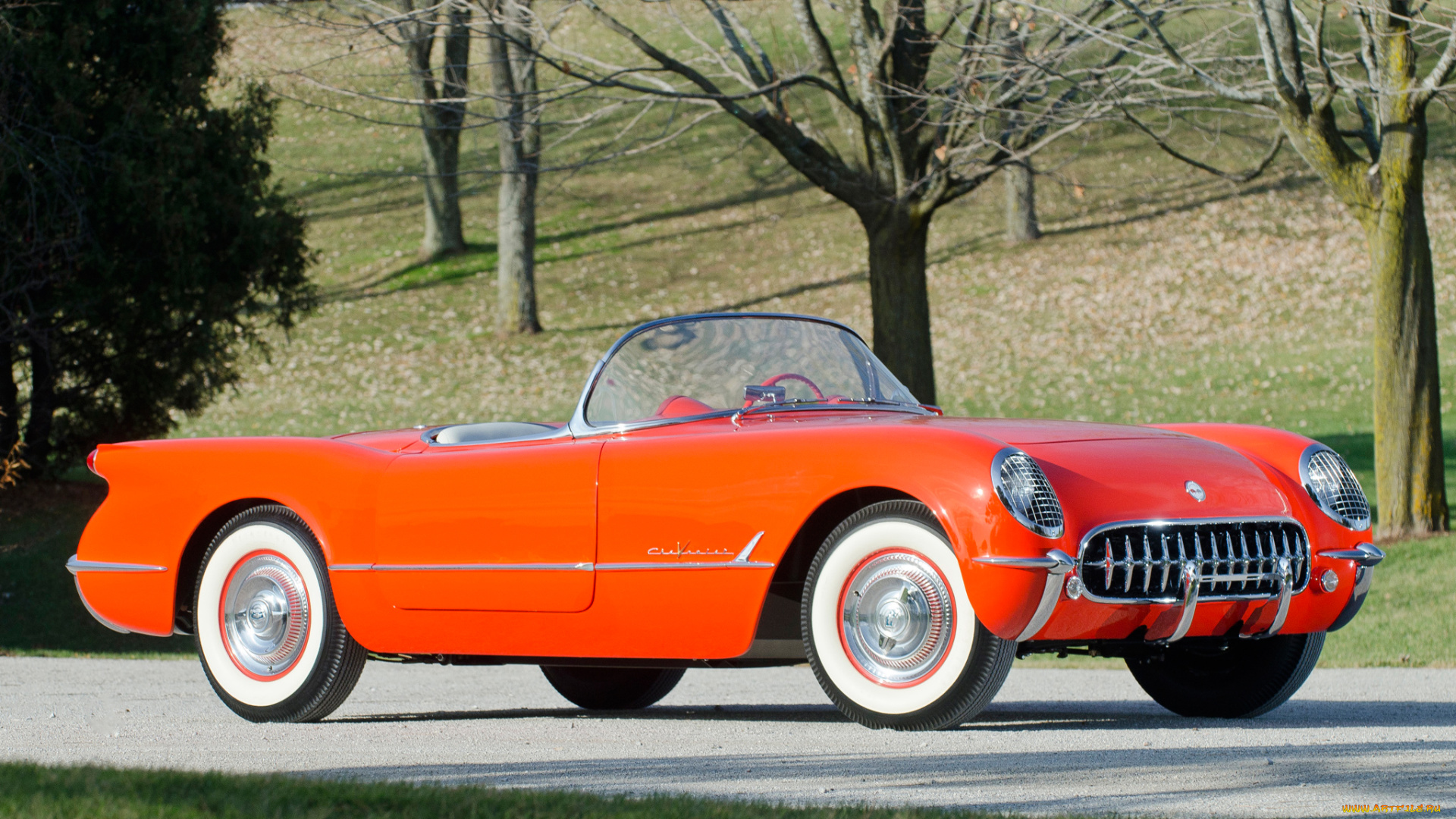 corvette, c1, 1955, автомобили, corvette, c1, 1955, оранжевый