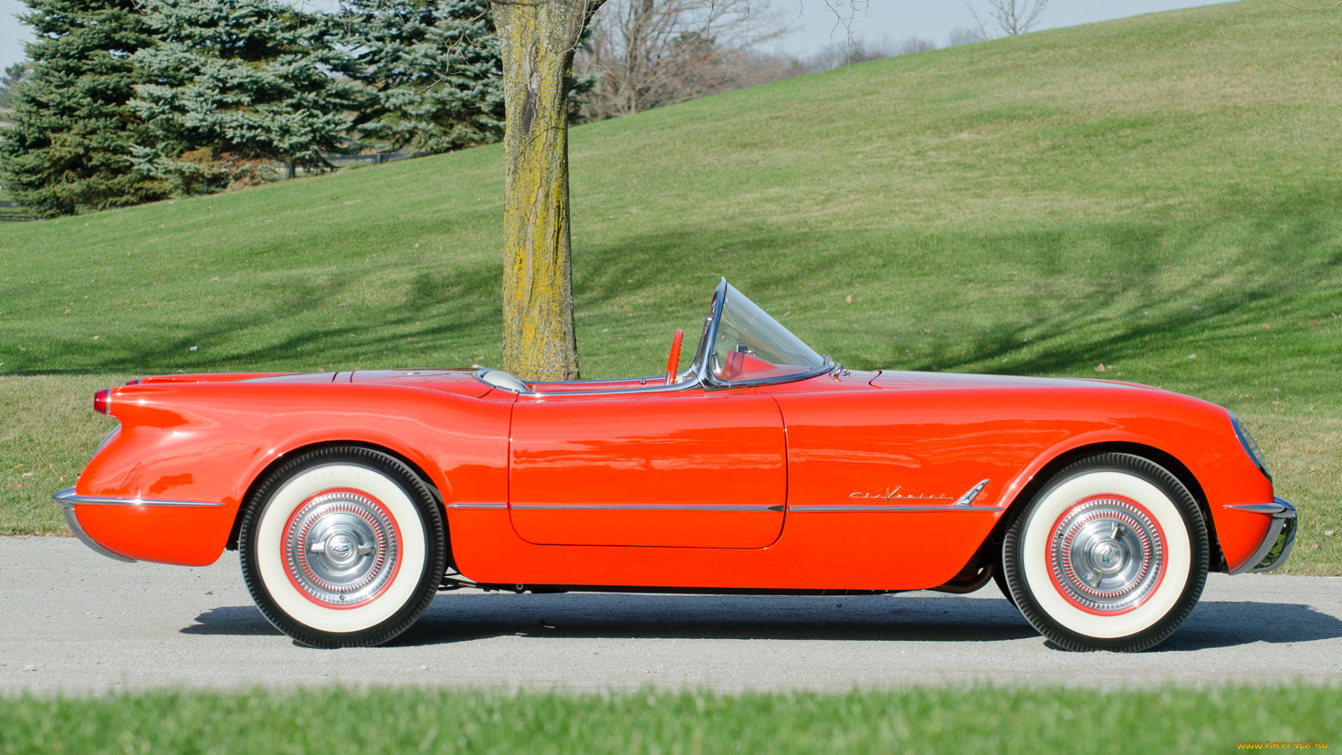 corvette, c1, 1955, автомобили, corvette, c1, 1955, оранжевый