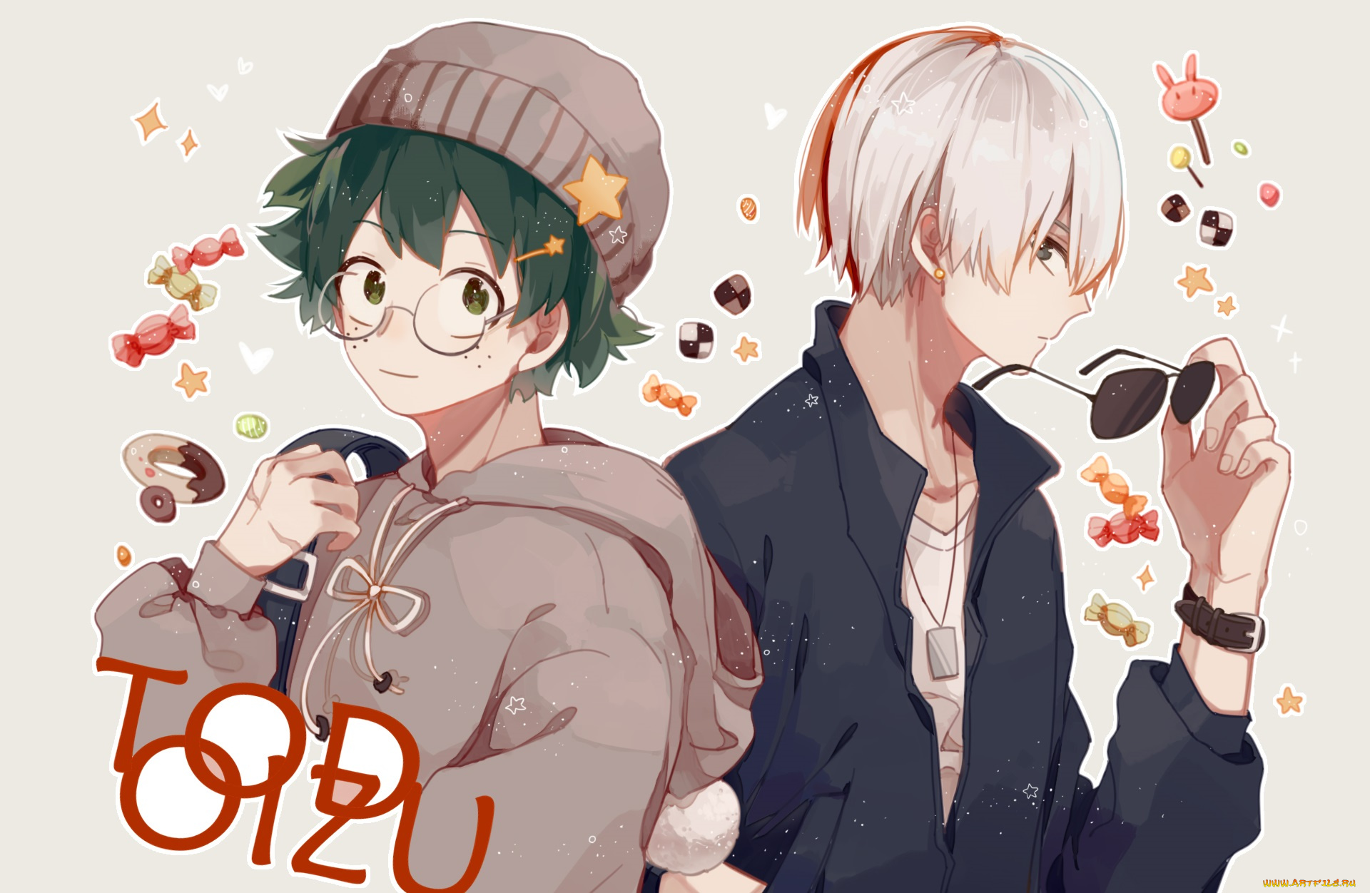 аниме, boku, no, hero, academia, amarouhi, boku, no, hero, academia, midoriya, izuku, todoroki, shouto