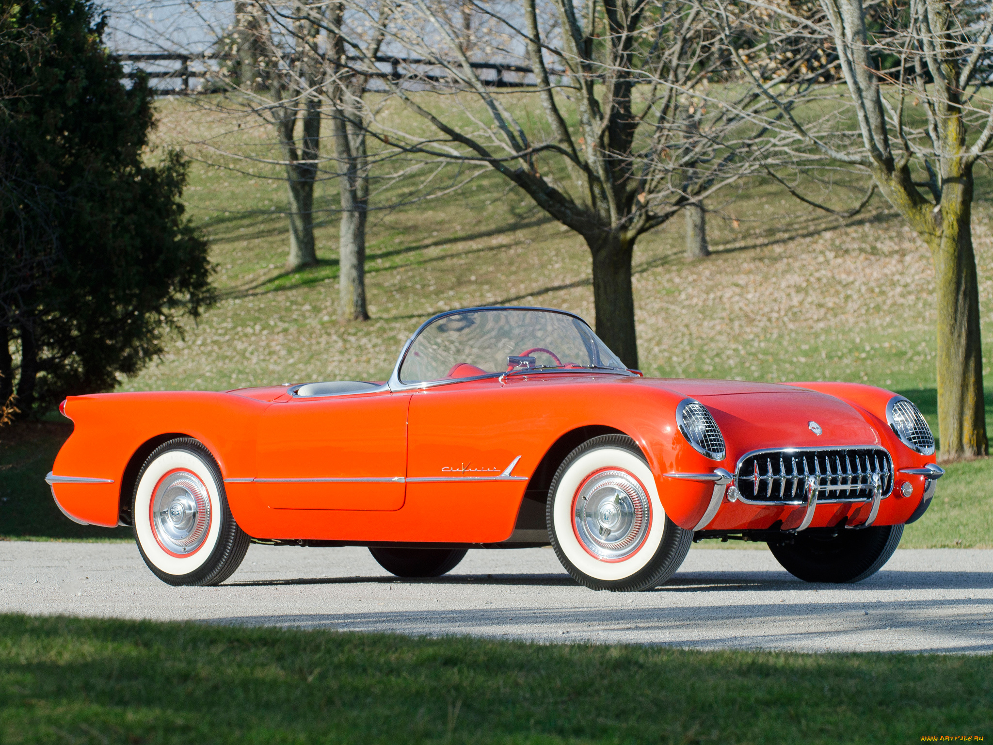 corvette, c1, 1955, автомобили, corvette, c1, 1955, оранжевый