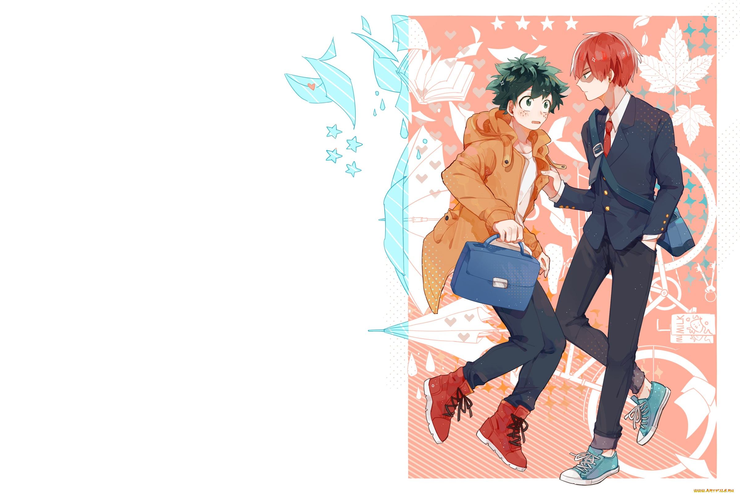 аниме, boku, no, hero, academia, amarouhi, boku, no, hero, academia, midoriya, izuku, todoroki, shouto