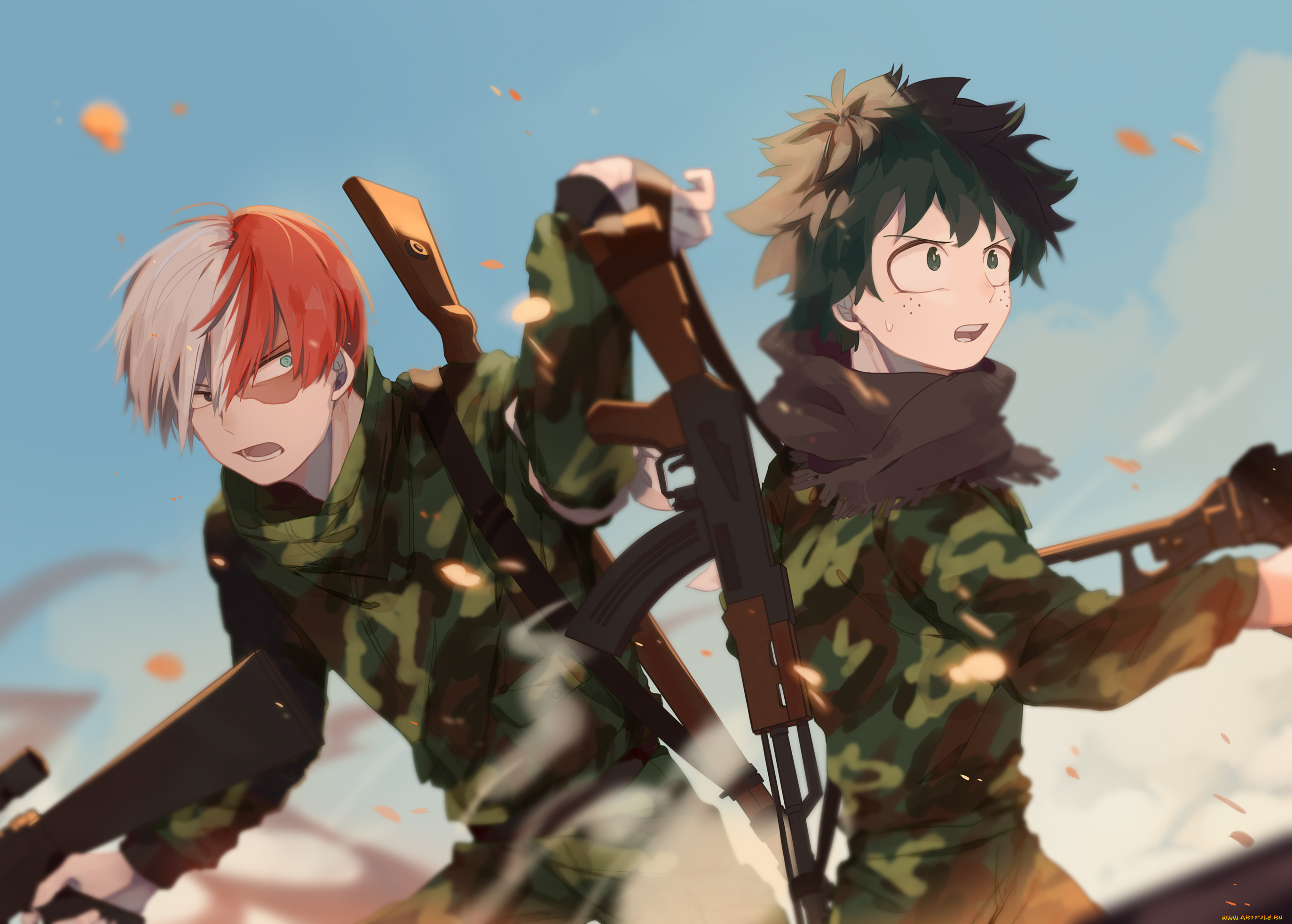 аниме, boku, no, hero, academia, amarouhi, boku, no, hero, academia, midoriya, izuku, todoroki, shouto