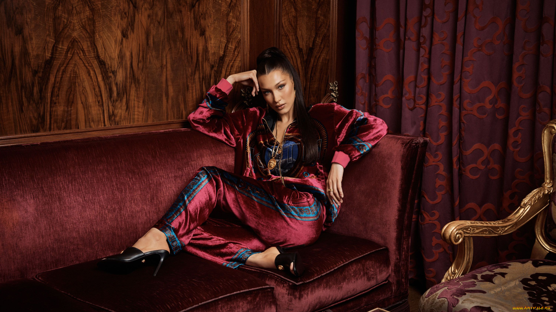 bella, hadid, , versace, 2019, девушки, bella, hadid, versace, 2019, модель, интерьер, комната