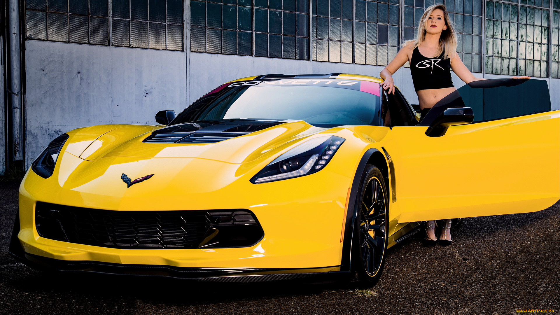 karisha, &, chevrolet, corvette, c7, автомобили, -авто, с, девушками, karisha, сhevrolet, сorvette, z06, шевроле, девушка, суперкар, желтый