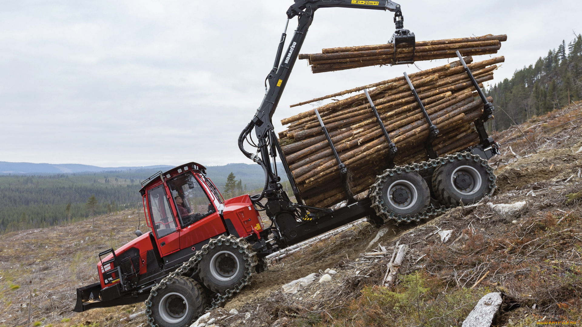 техника, лесоповалочная, техника, komatsu