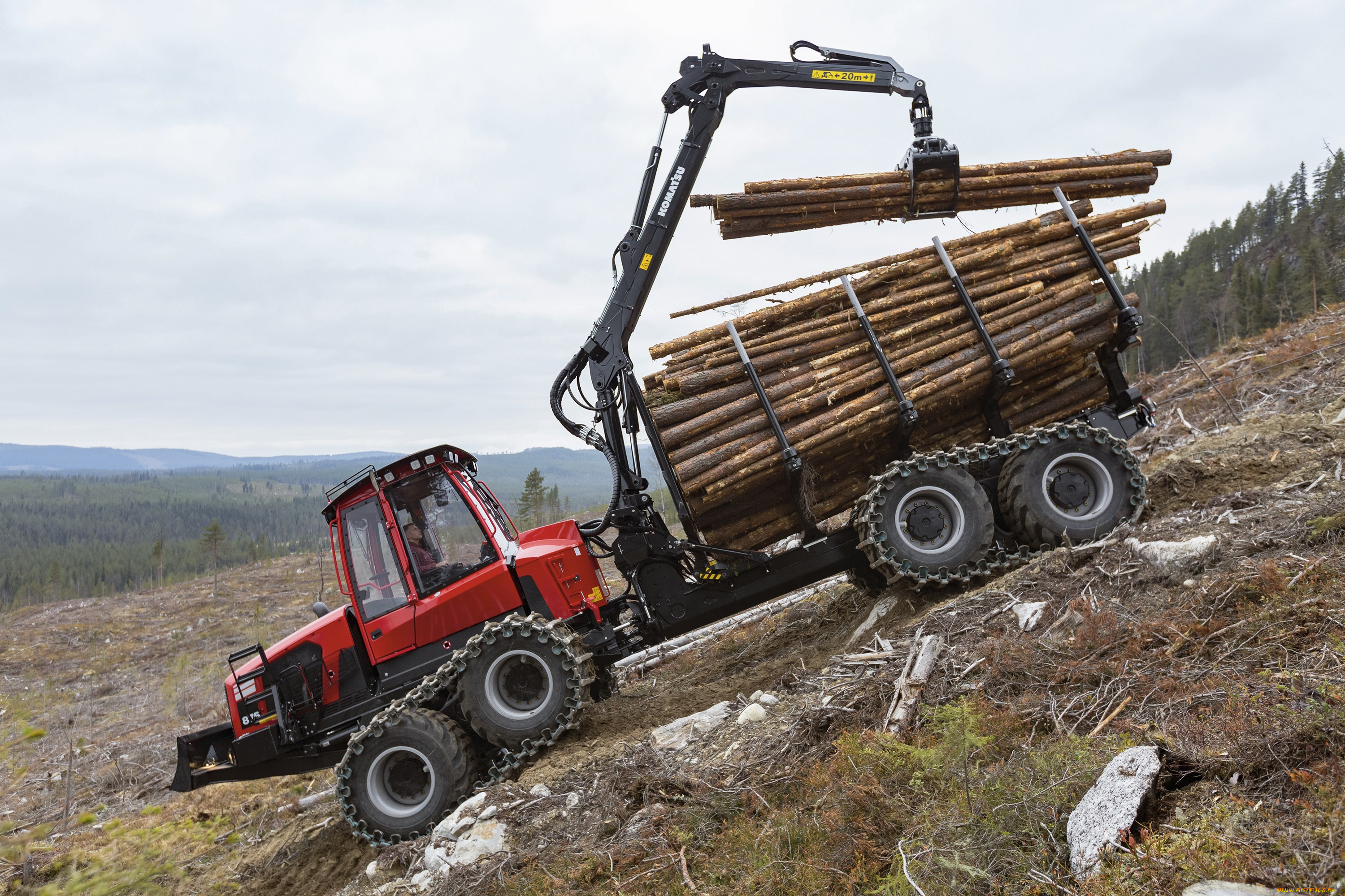 техника, лесоповалочная, техника, komatsu