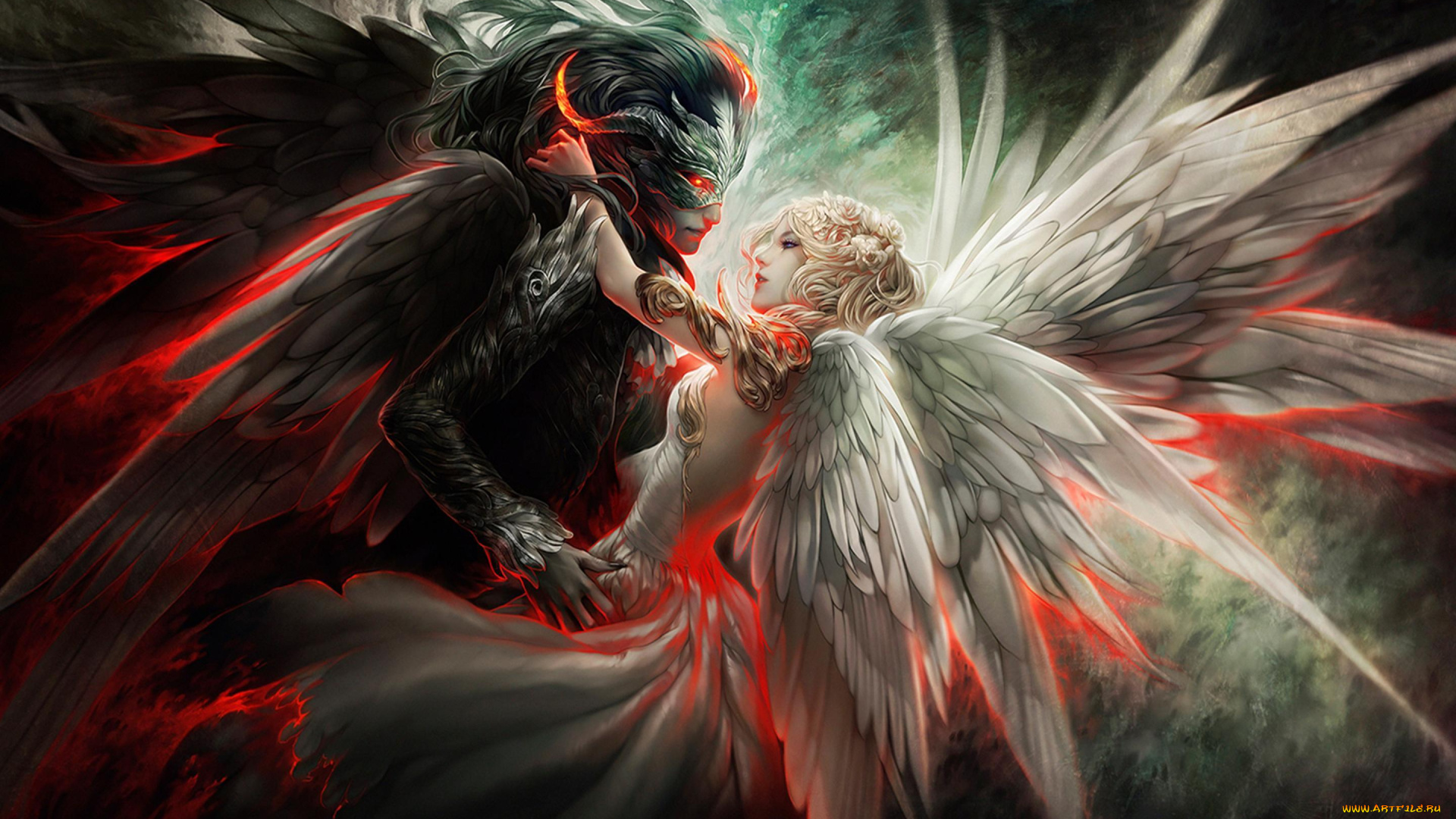 фэнтези, существа, ангел, демон, любовь