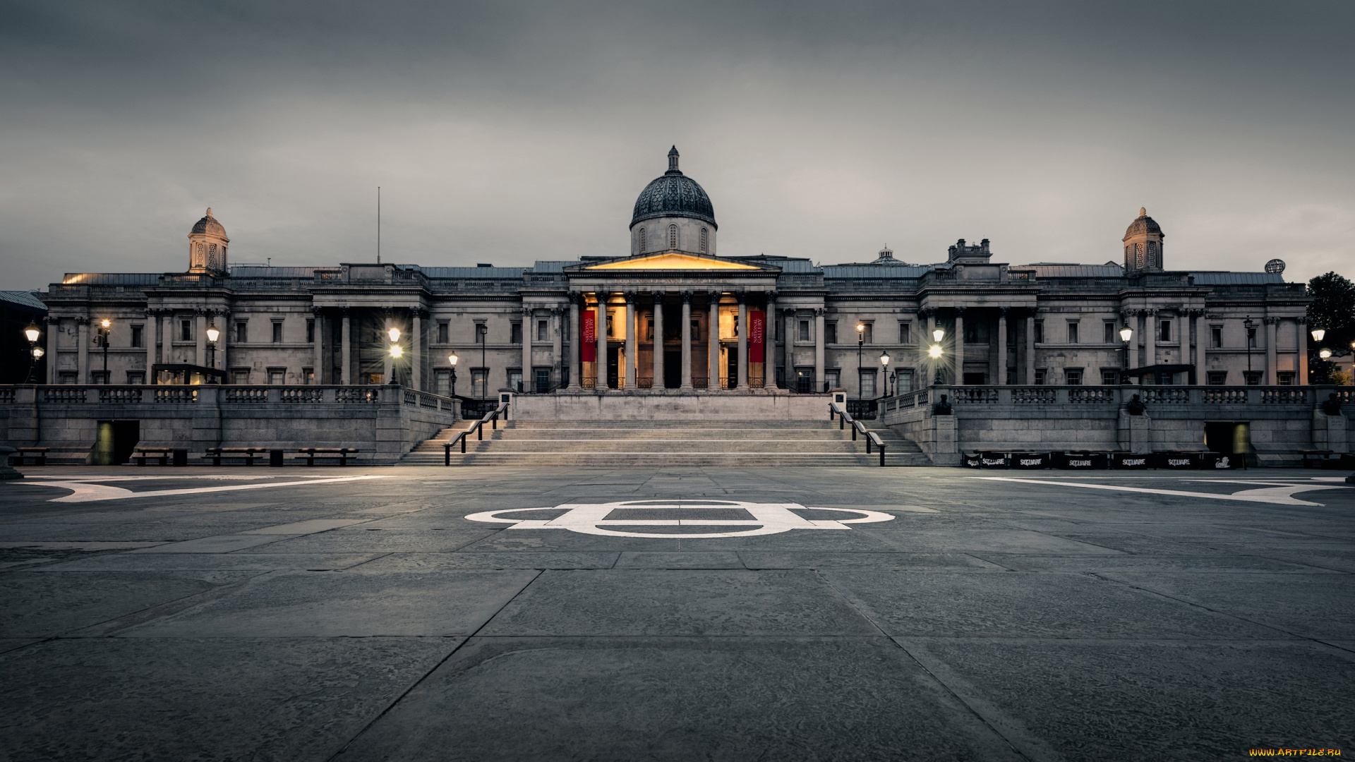 города, лондон, , великобритания, национальная, галерея, здание, трафальгарская, площадь, лондон, музей