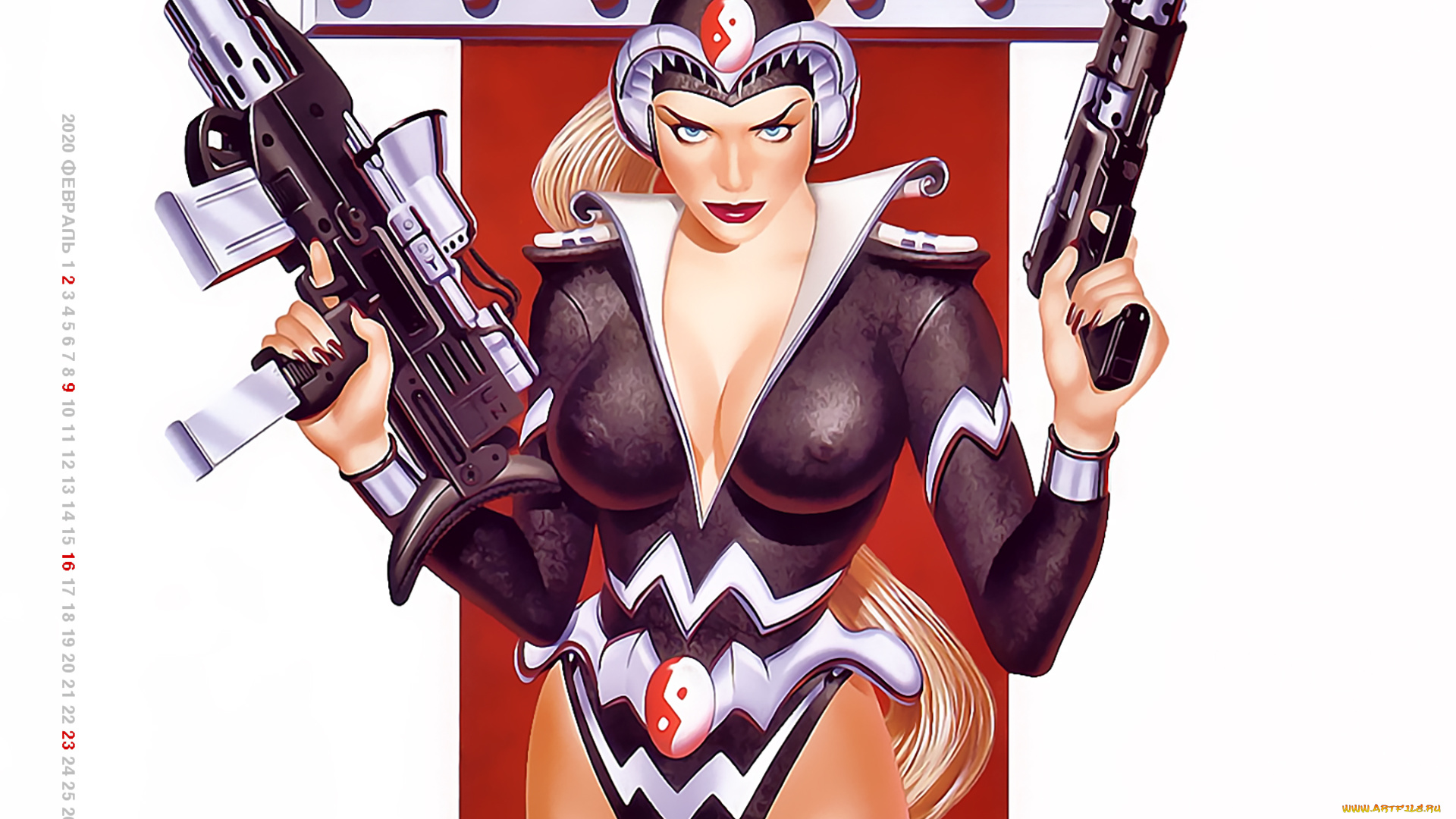 календари, фэнтези, оружие, 2020, calendar, фон, белый, девушка, взгляд