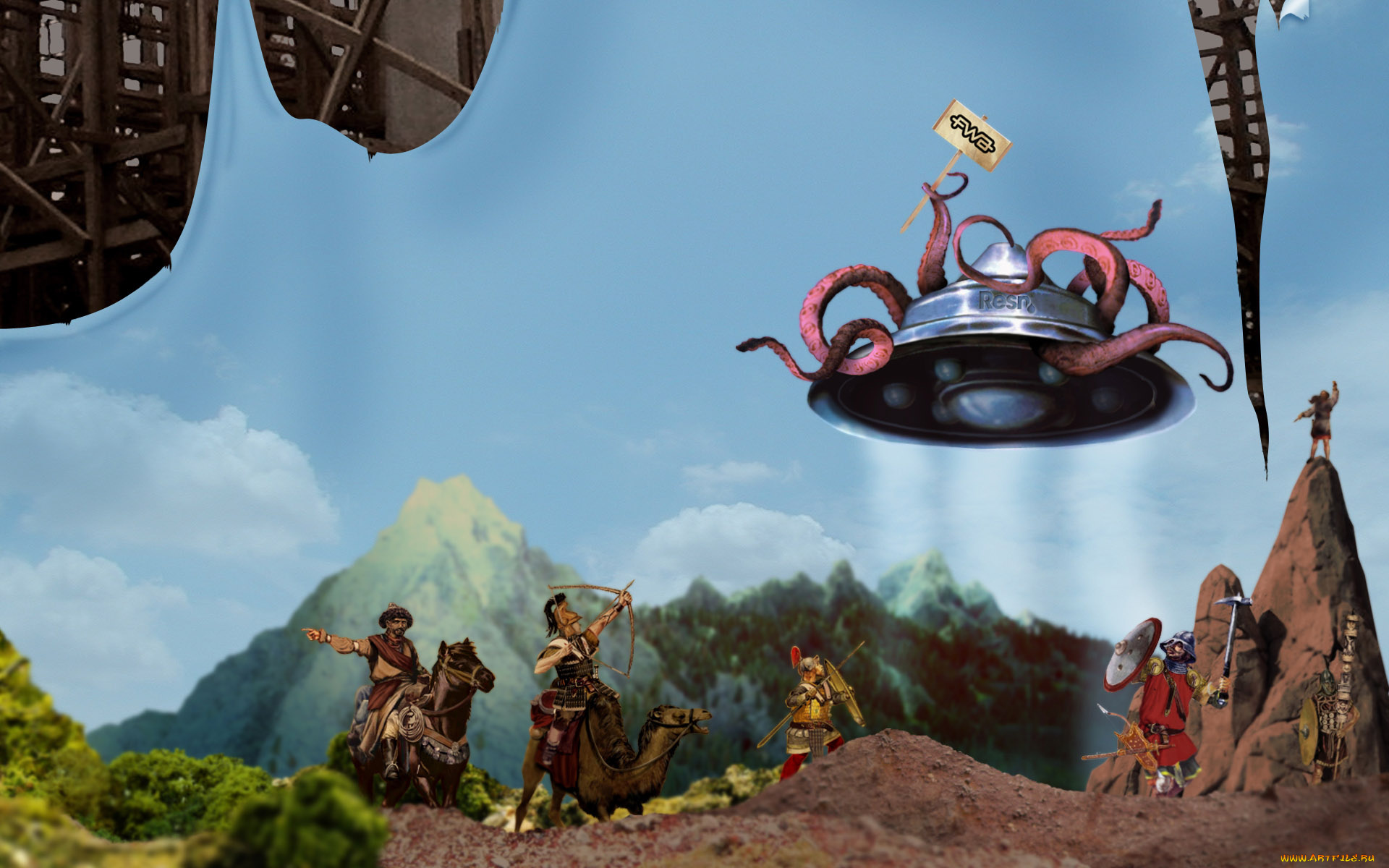 фэнтези, космические, корабли, , звездолеты, , станции, щупальца, верблюд, люди, пришельцы, нло