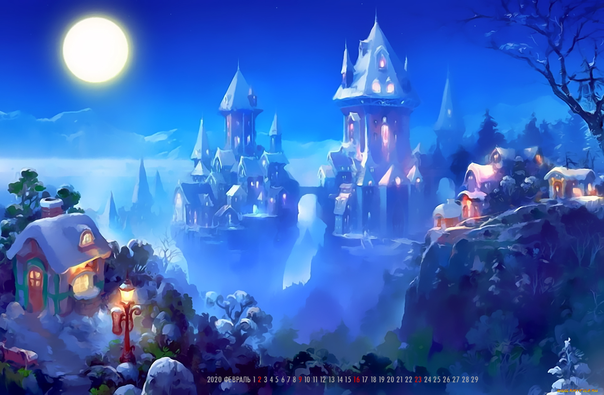 календари, фэнтези, дворец, дом, город, здание, calendar, архитектура, 2020