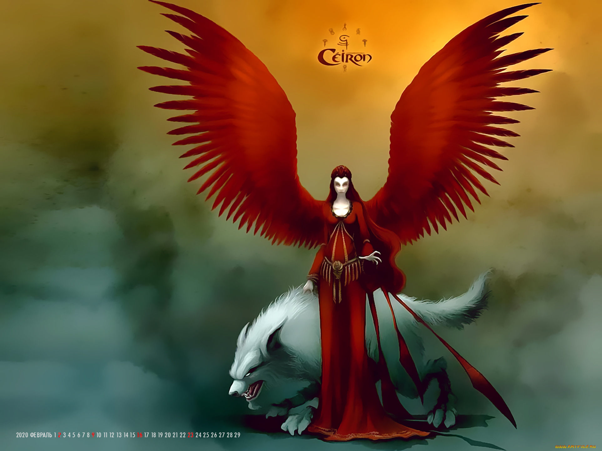 календари, фэнтези, крылья, оборотень, существо, 2020, calendar, женщина