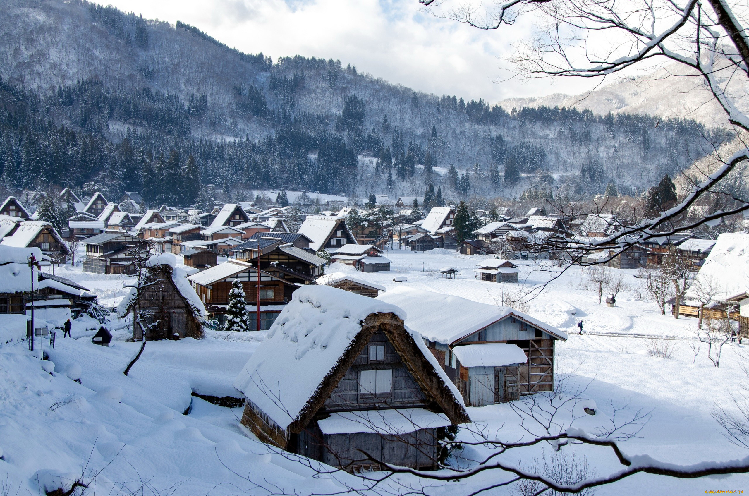 shirakawa, village, japan, города, -, здания, , дома, shirakawa, village