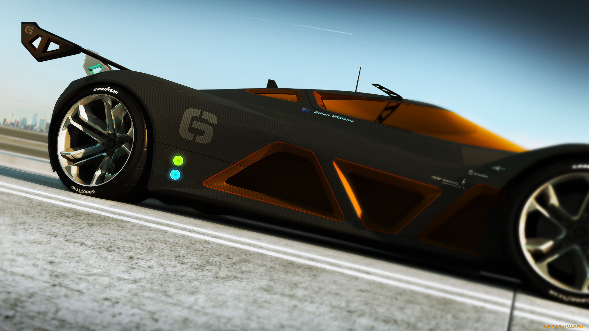 автомобили, 3д, оранжевый, спорткар, ракурс