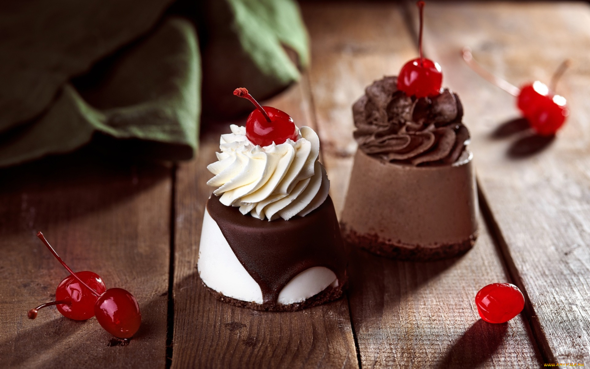 еда, пирожные, , кексы, , печенье, вишни, крем