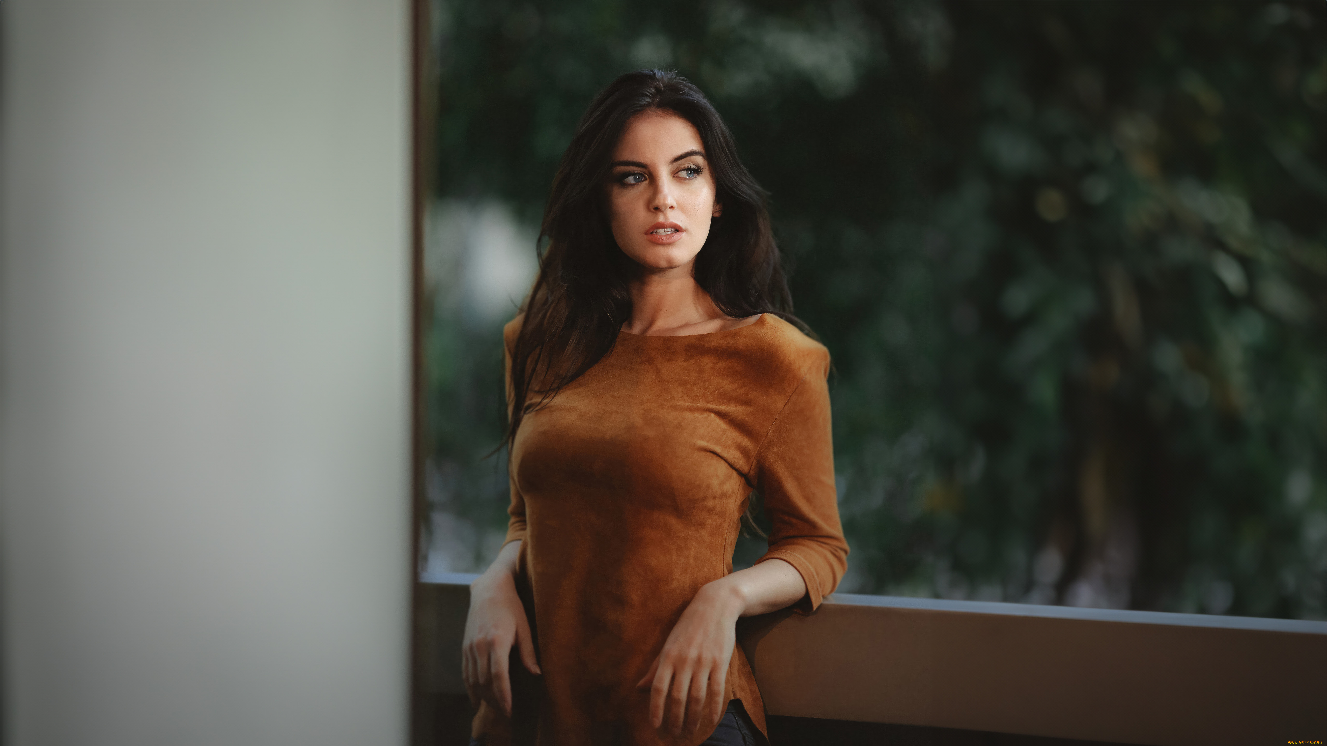 aurela, skandaj, девушки, -, брюнетки, , шатенки, девушка, бархатная, блузка, балкoн