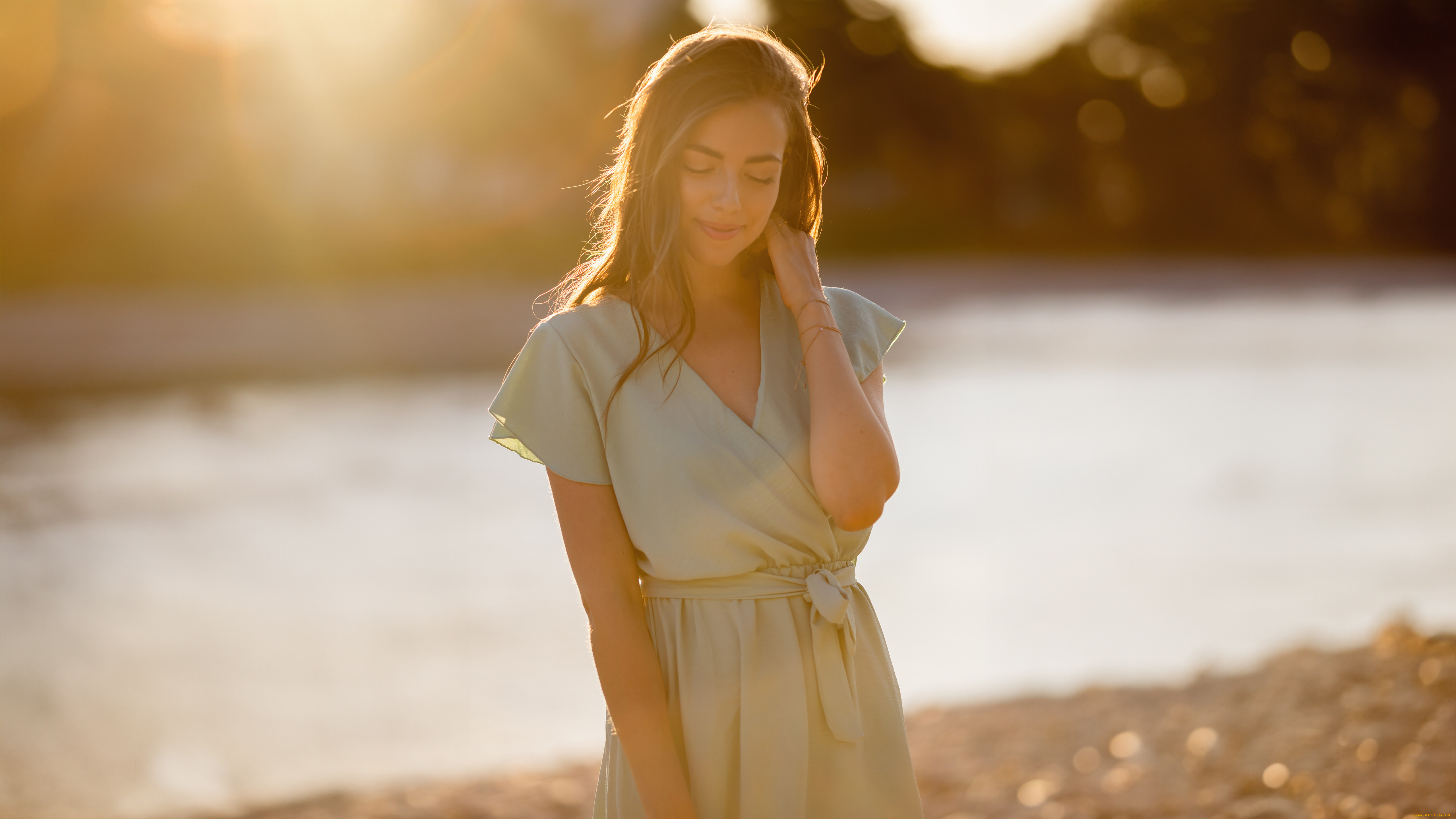 девушки, -, брюнетки, , шатенки, милая, девушка, с, закрытыми, глазами, на, природе