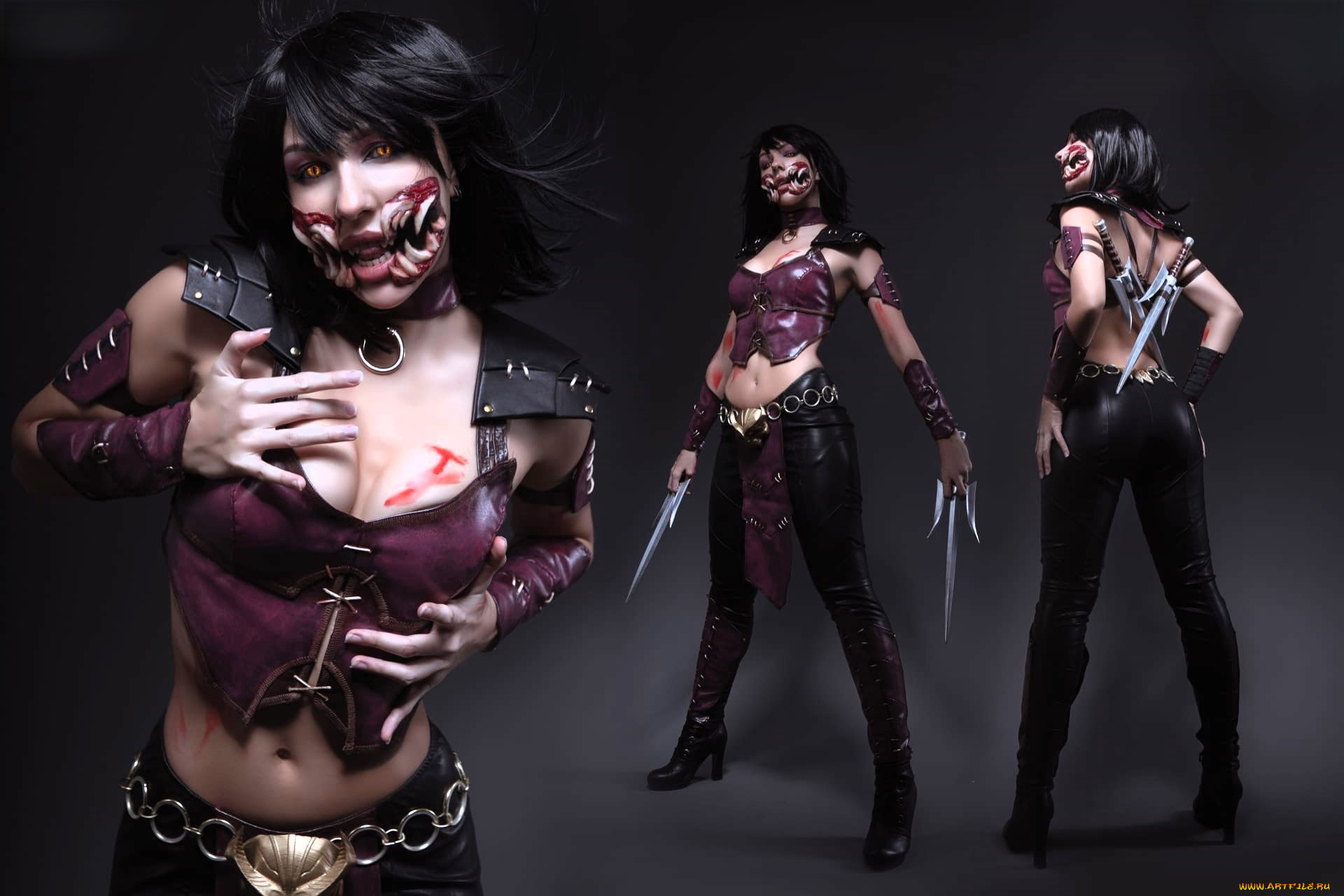 девушки, ladybell, образ, косплей, клыки, наряд, оружие, кровь