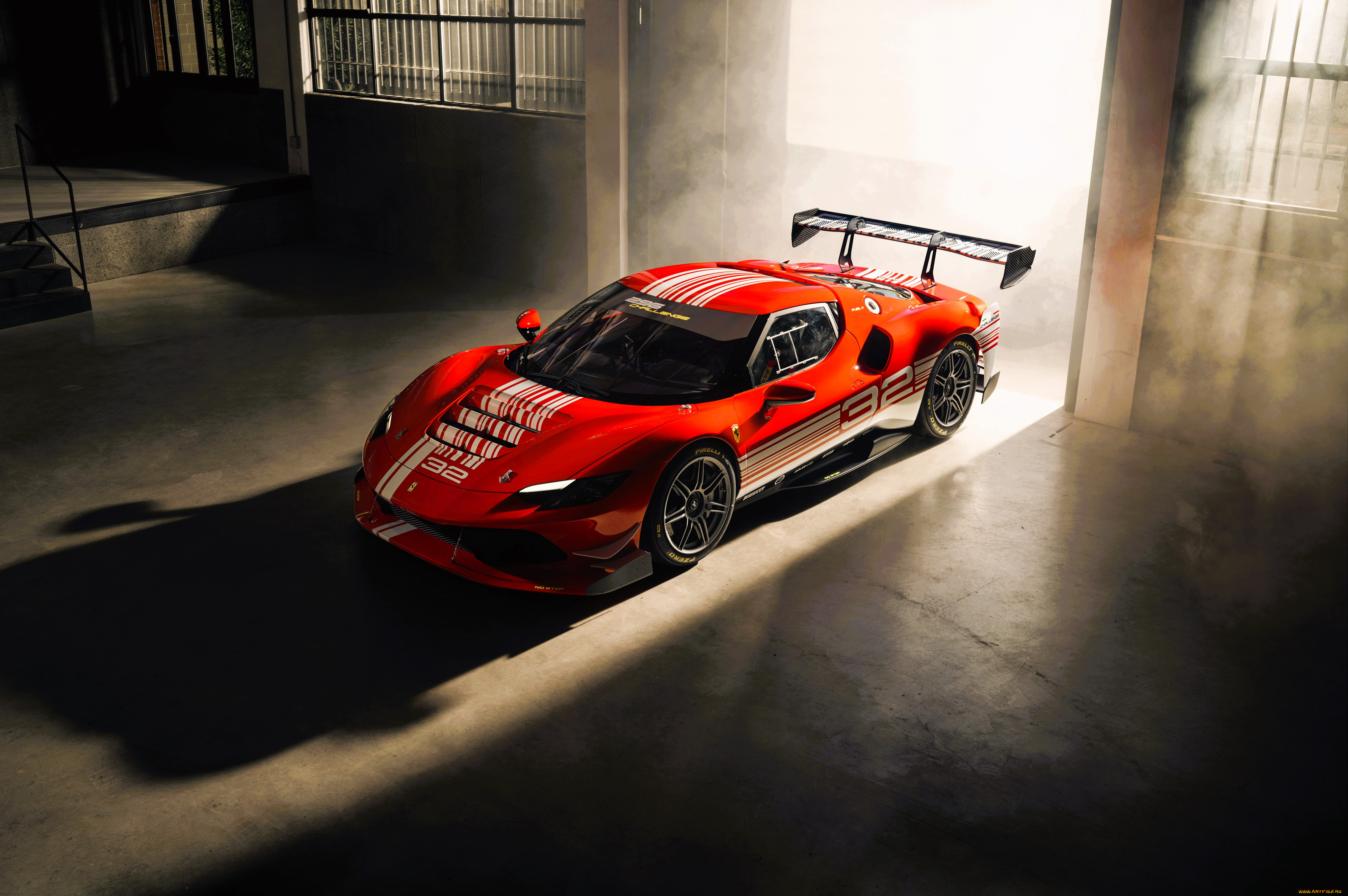 автомобили, ferrari, красный, свет, помещение