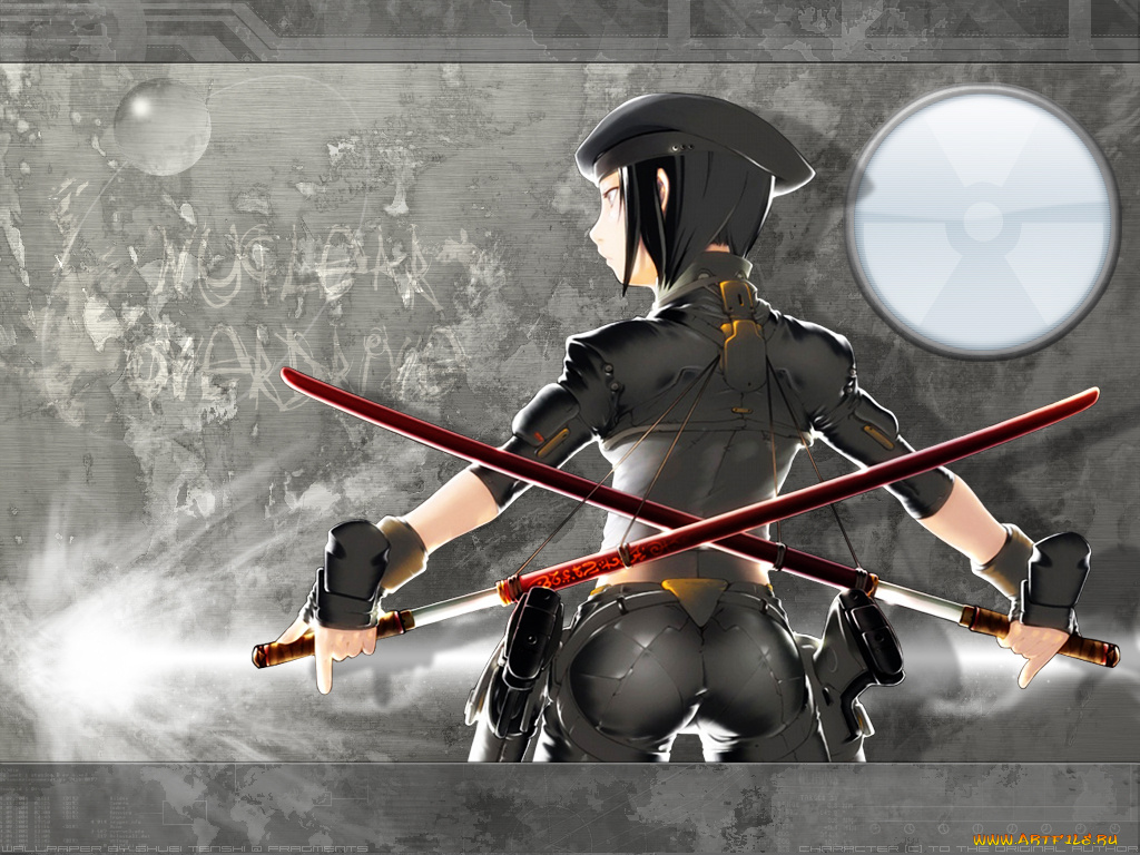 аниме, weapon, blood, technology