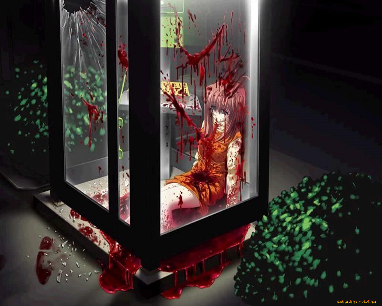 аниме, weapon, blood, technology