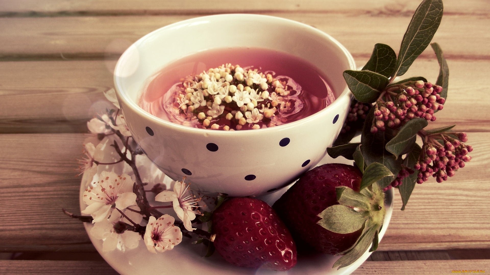 еда, напитки, Чай, клубника