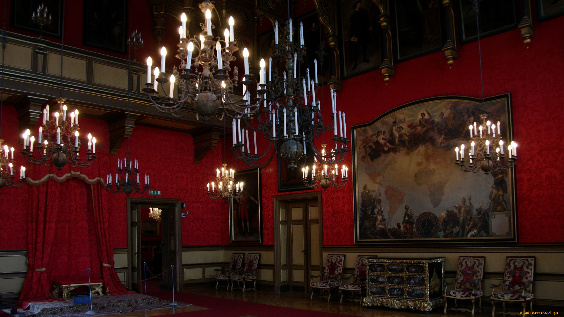 интерьер, дворцы, музеи, кресла, картины, зал