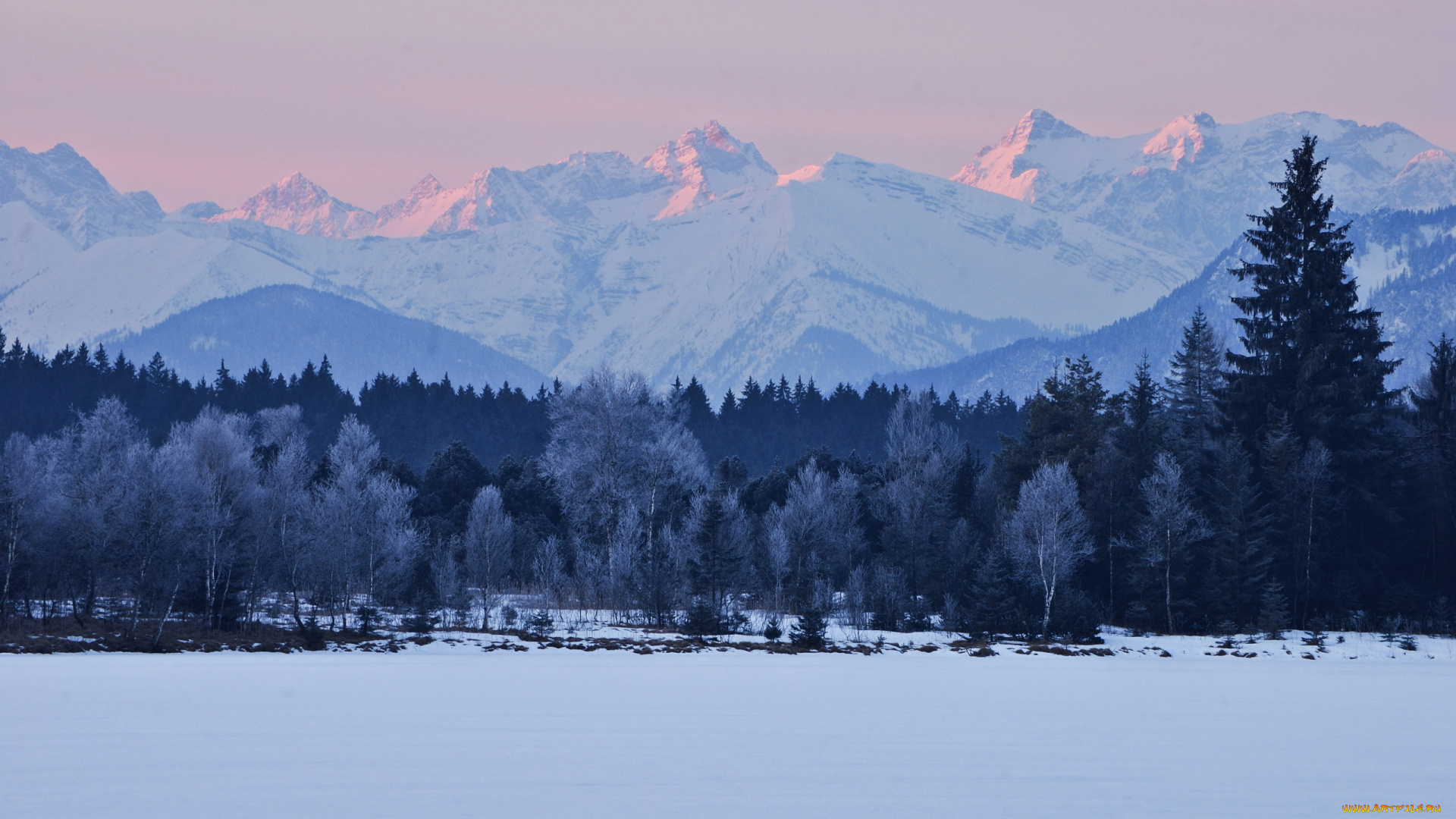 природа, зима, горы, деревья