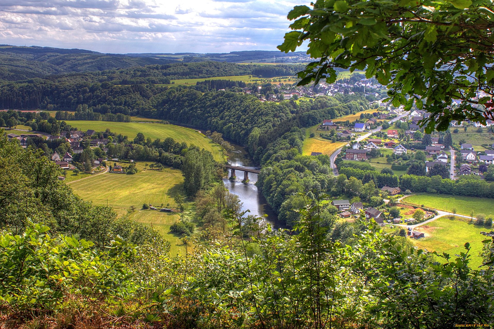 природа, пейзажи, вид, река, дома