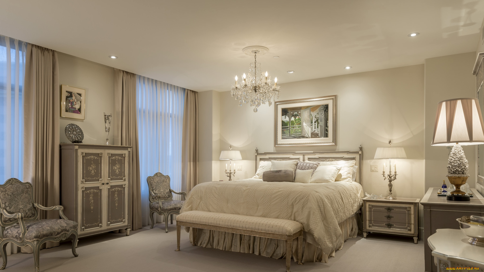 интерьер, спальня, элегантность, кровать