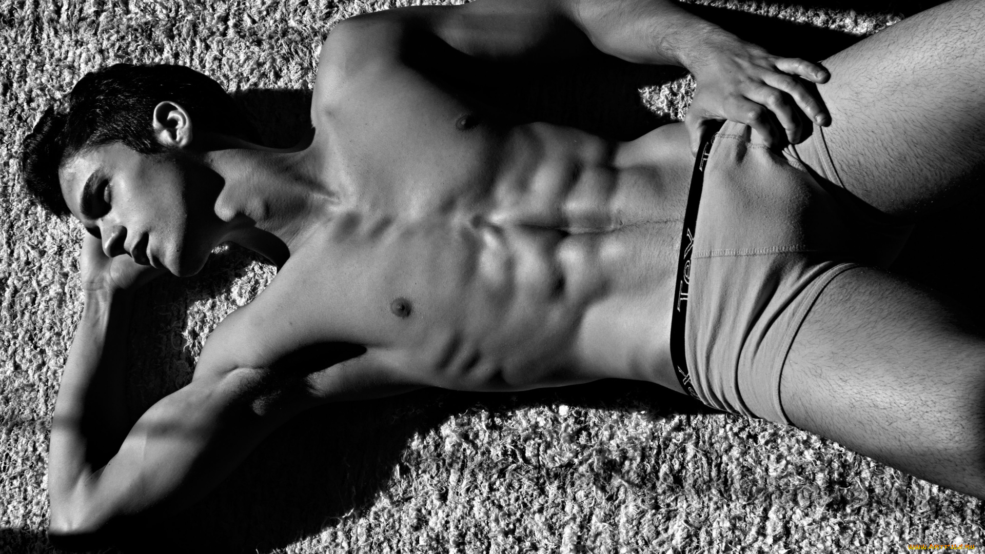 мужчины, -, unsort, чёрно-белая, трусы, кубики, торс, тело