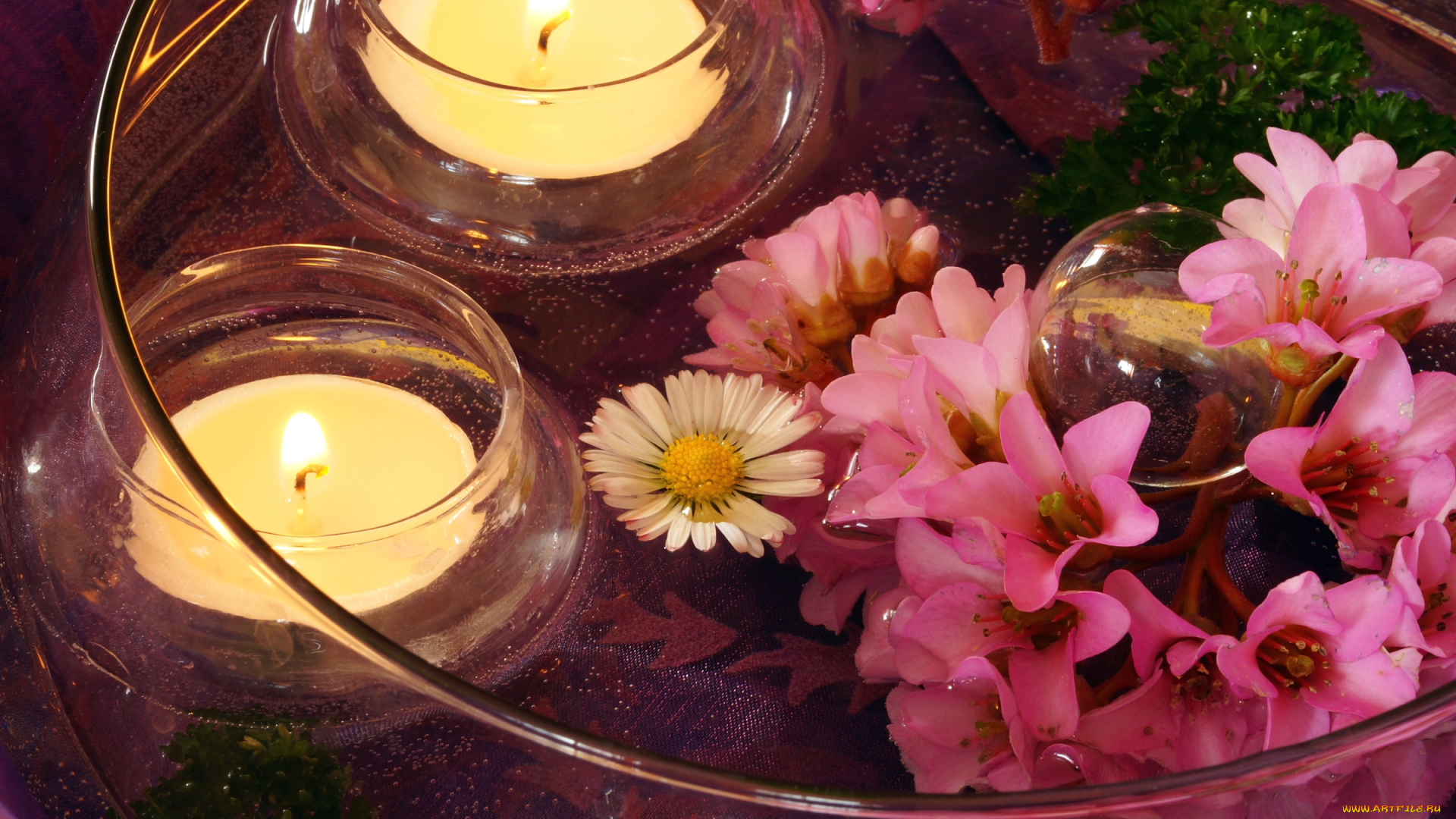 разное, свечи, пламя, цветы