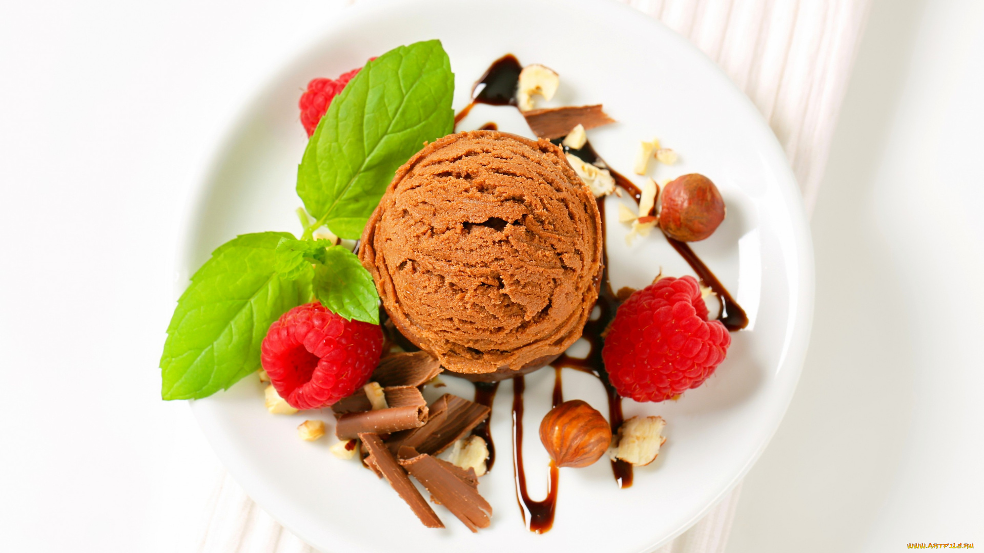 еда, мороженое, , десерты, мята, шоколад, малина, орехи