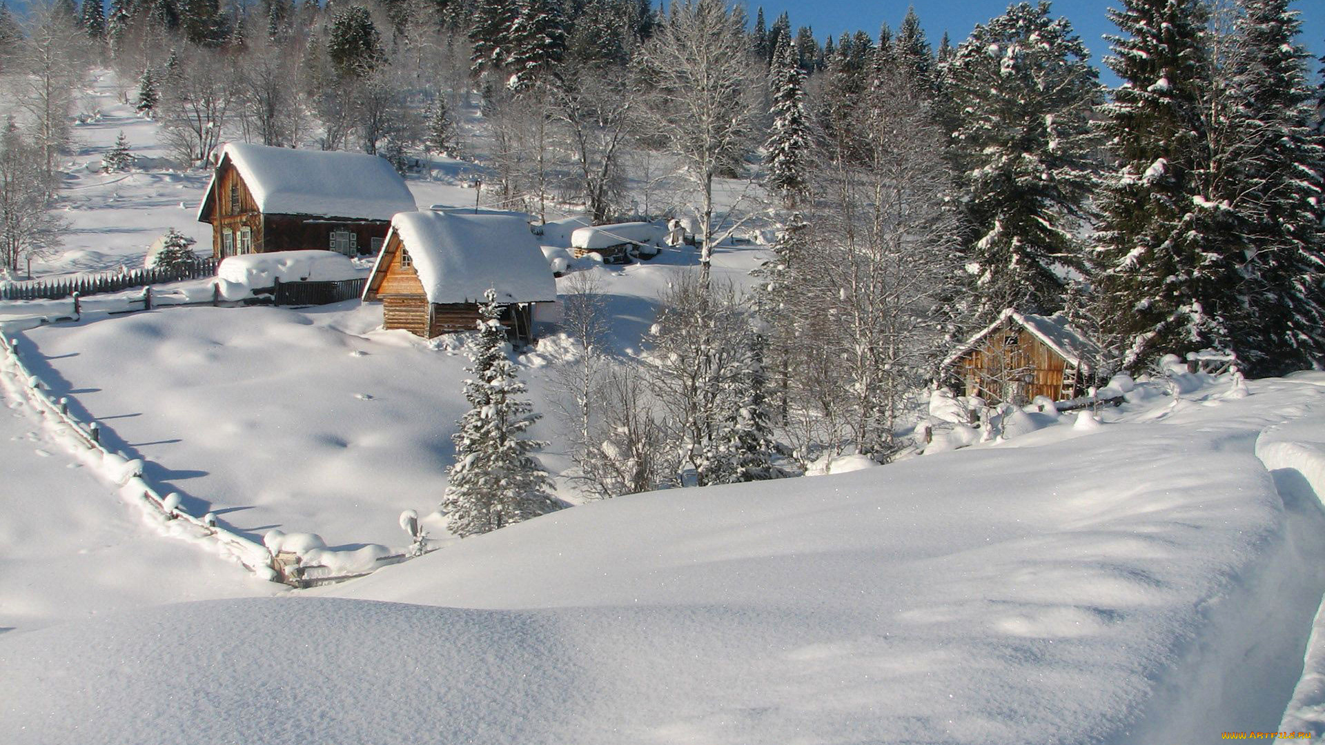 города, -, пейзажи, склон, деревья, снег, дом, зима, небо
