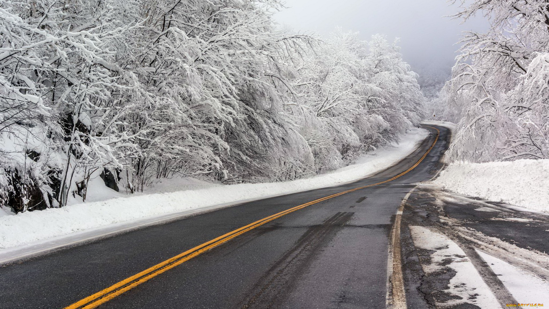 природа, дороги, дорога, снег, зима