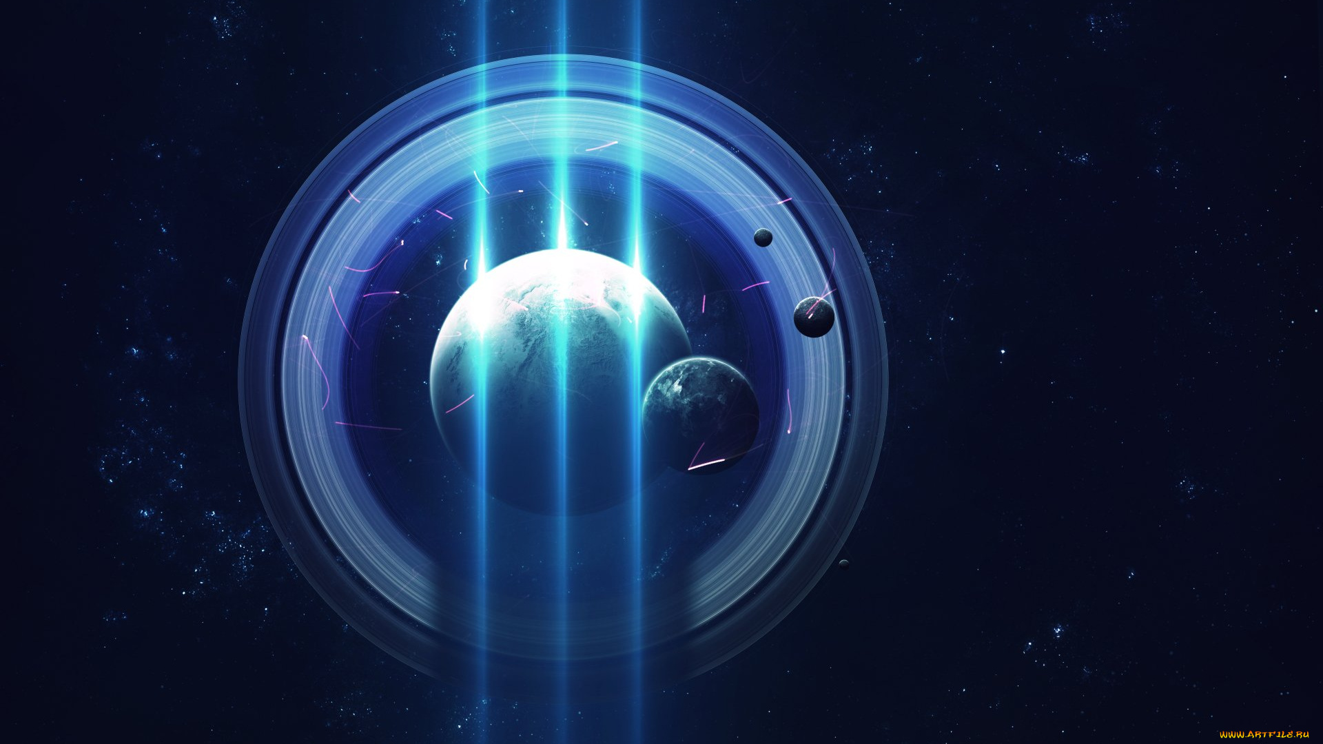 космос, арт, галактика, вселенная, звезды, планета