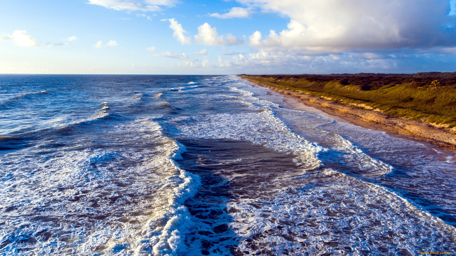 природа, побережье, море, волны